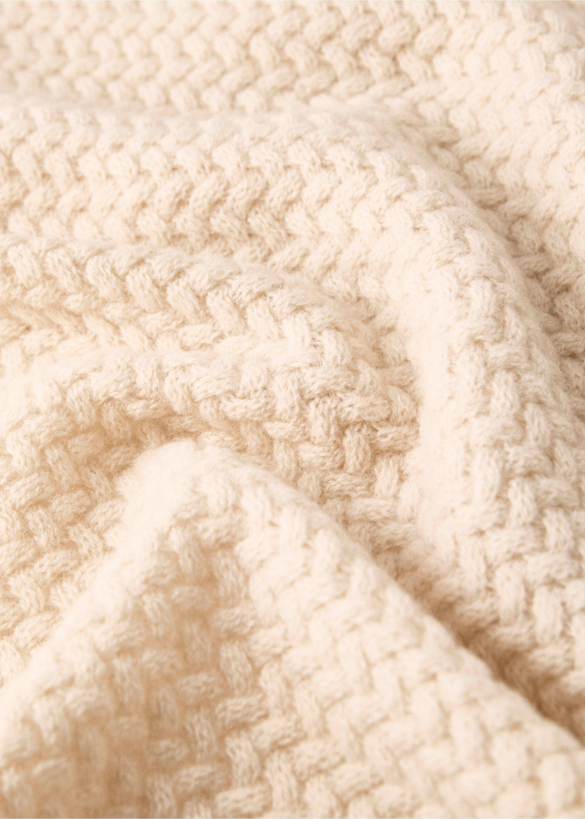 Children's cashmere wool knitted blanket - Details of the article 2, Ecru. Ref: 17033321-00.
