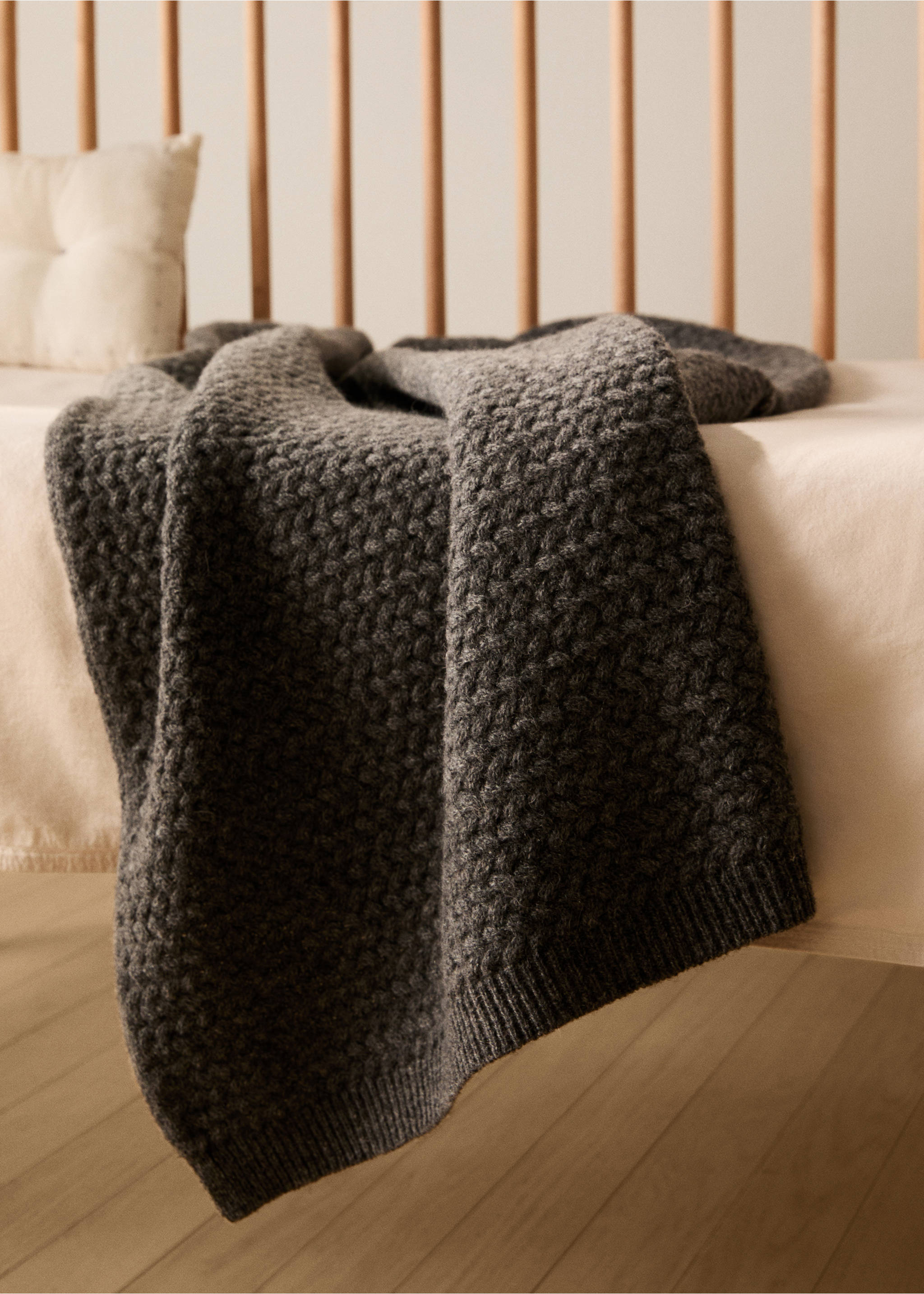 Children's cashmere wool knitted blanket - General plane, Dark Grey. Ref: 17033321-00.