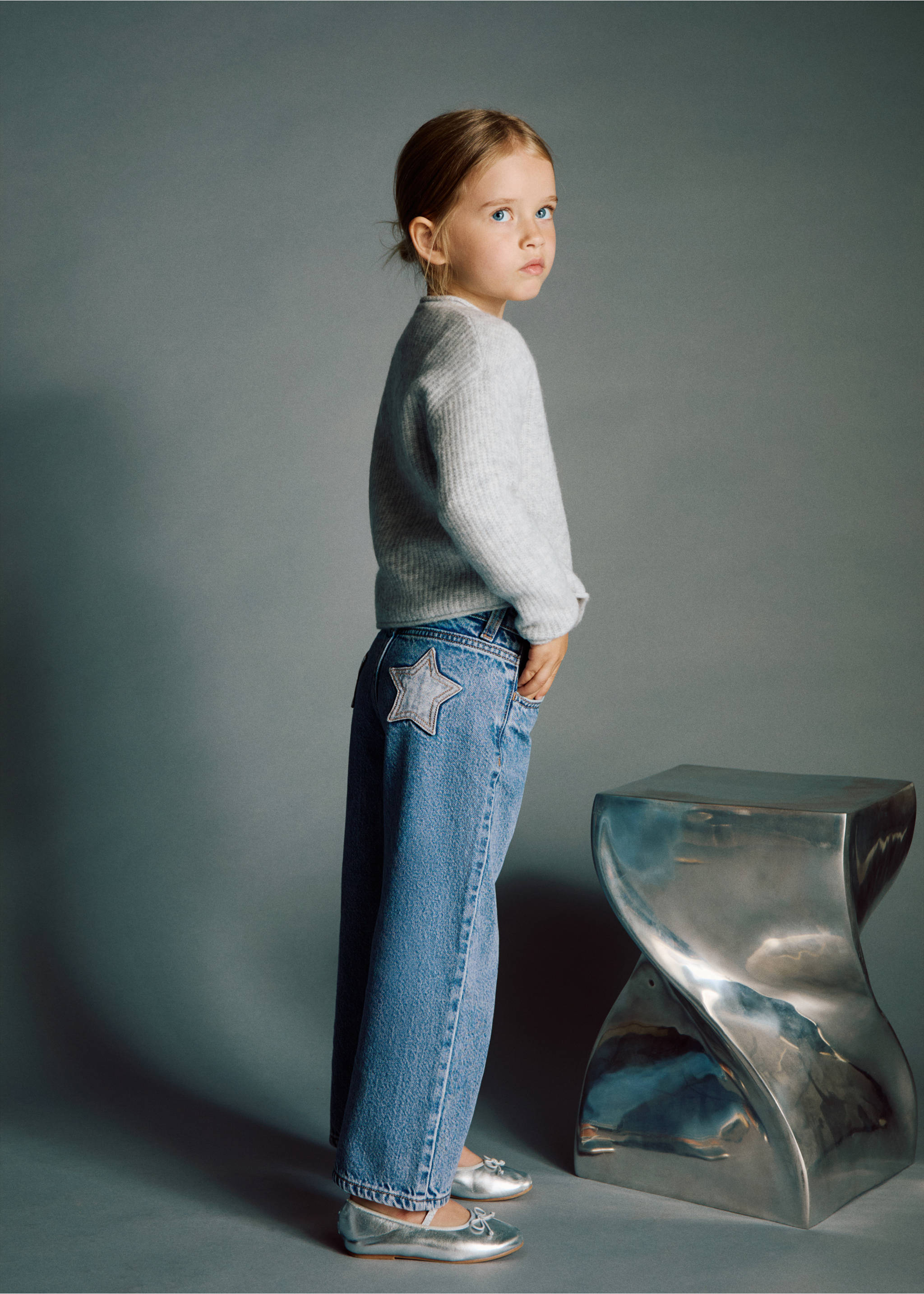 Jeans rectos algodón - Plano general, Azul medio. Ref: 17033796-00.
