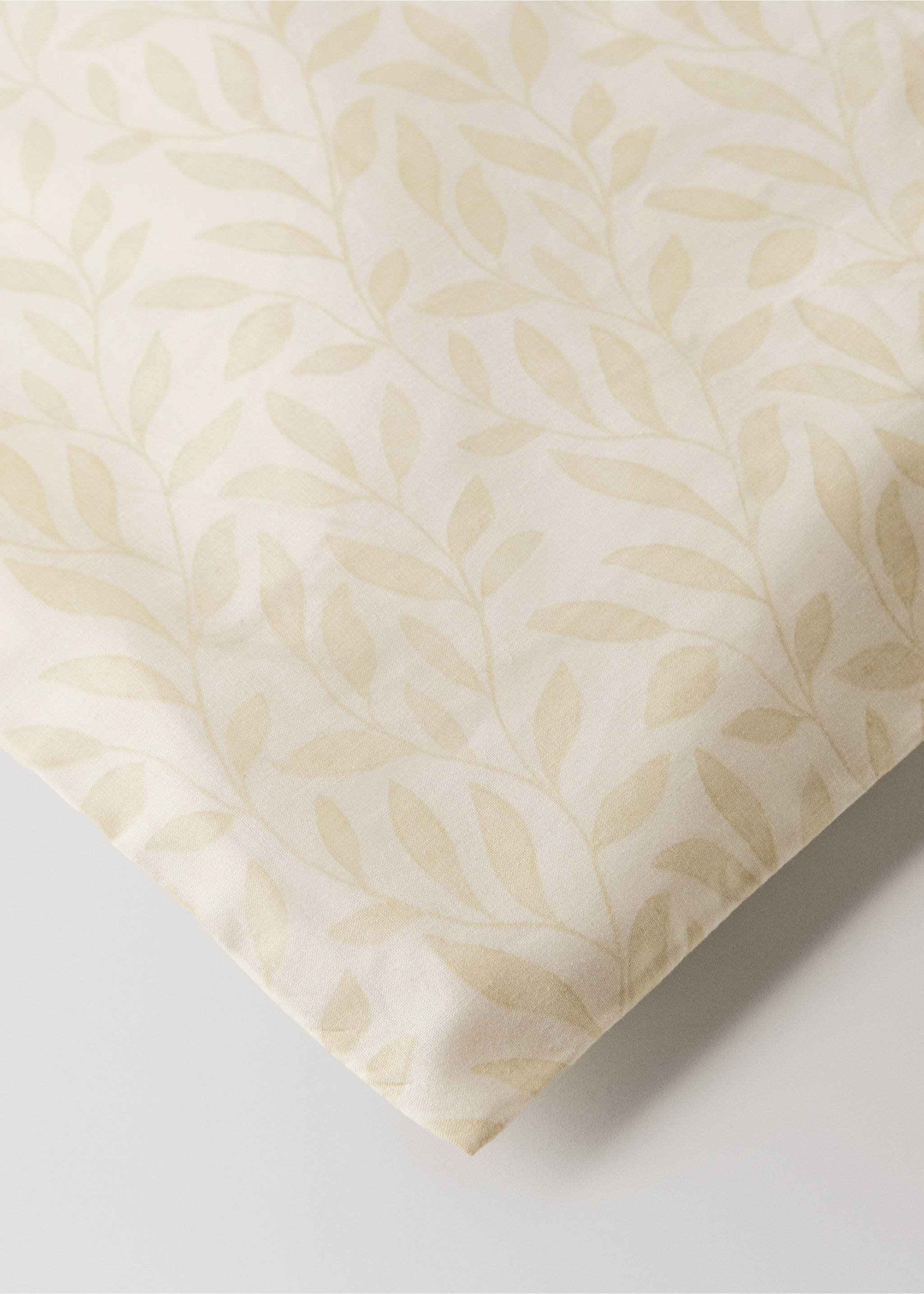 Percale cotton duvet cover with leaf print for 180/200 cm bed - Details of the article 2, Vanilla. Ref: 17033817-00.