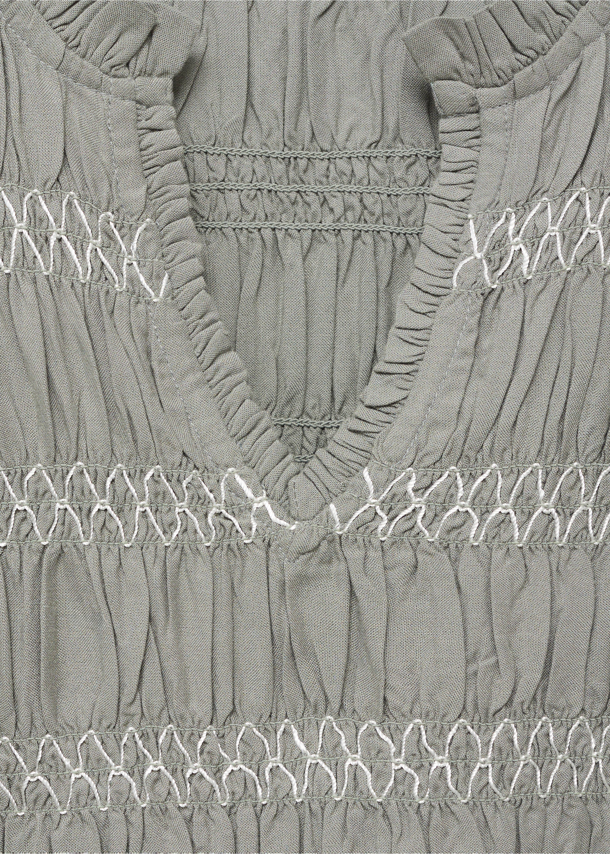 Ruffled blouse with embroidered details - Details of the article 8, Medium Green. Ref: 17034079-00.