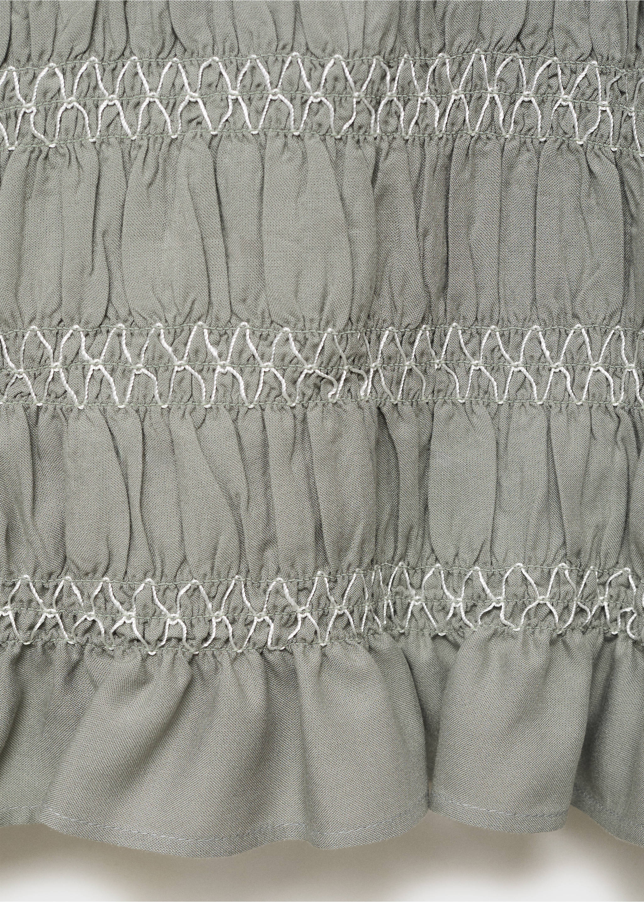 Ruffled blouse with embroidered details - Details of the article 0, Medium Green. Ref: 17034079-00.