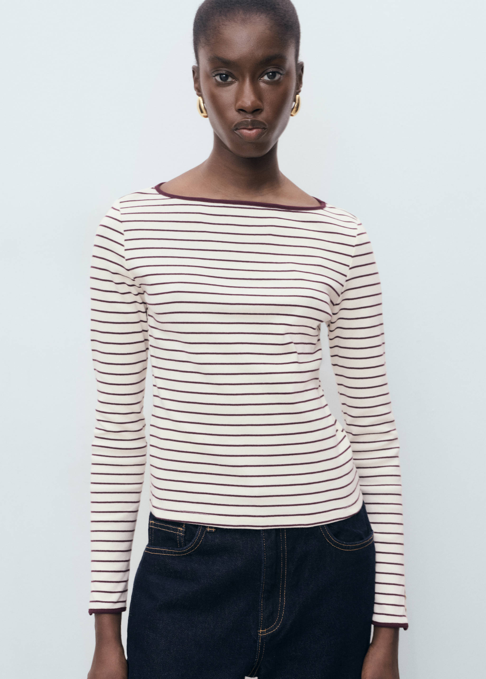 Cotton t-shirt with buttoned cuffs - Medium plane