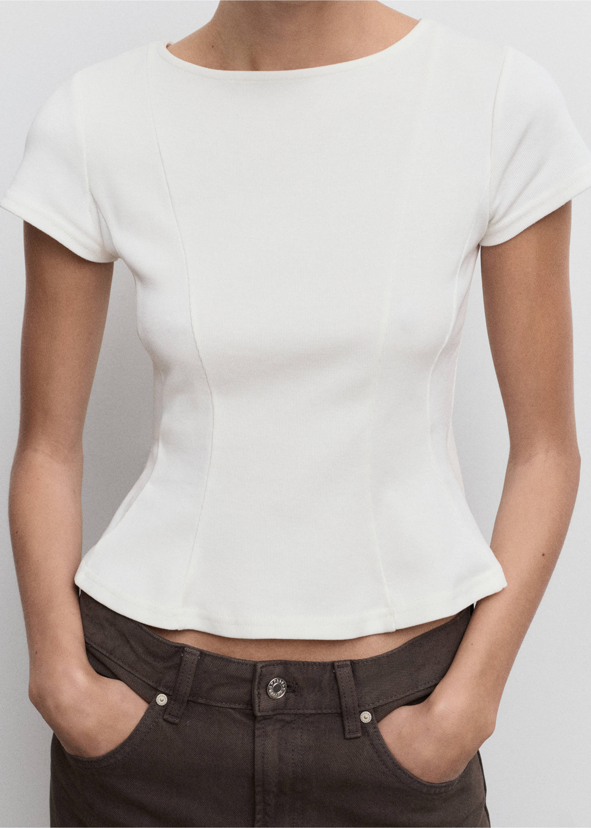 T-shirt evasé de algodão - Plano médio, Branco. Ref: 17034086-00.