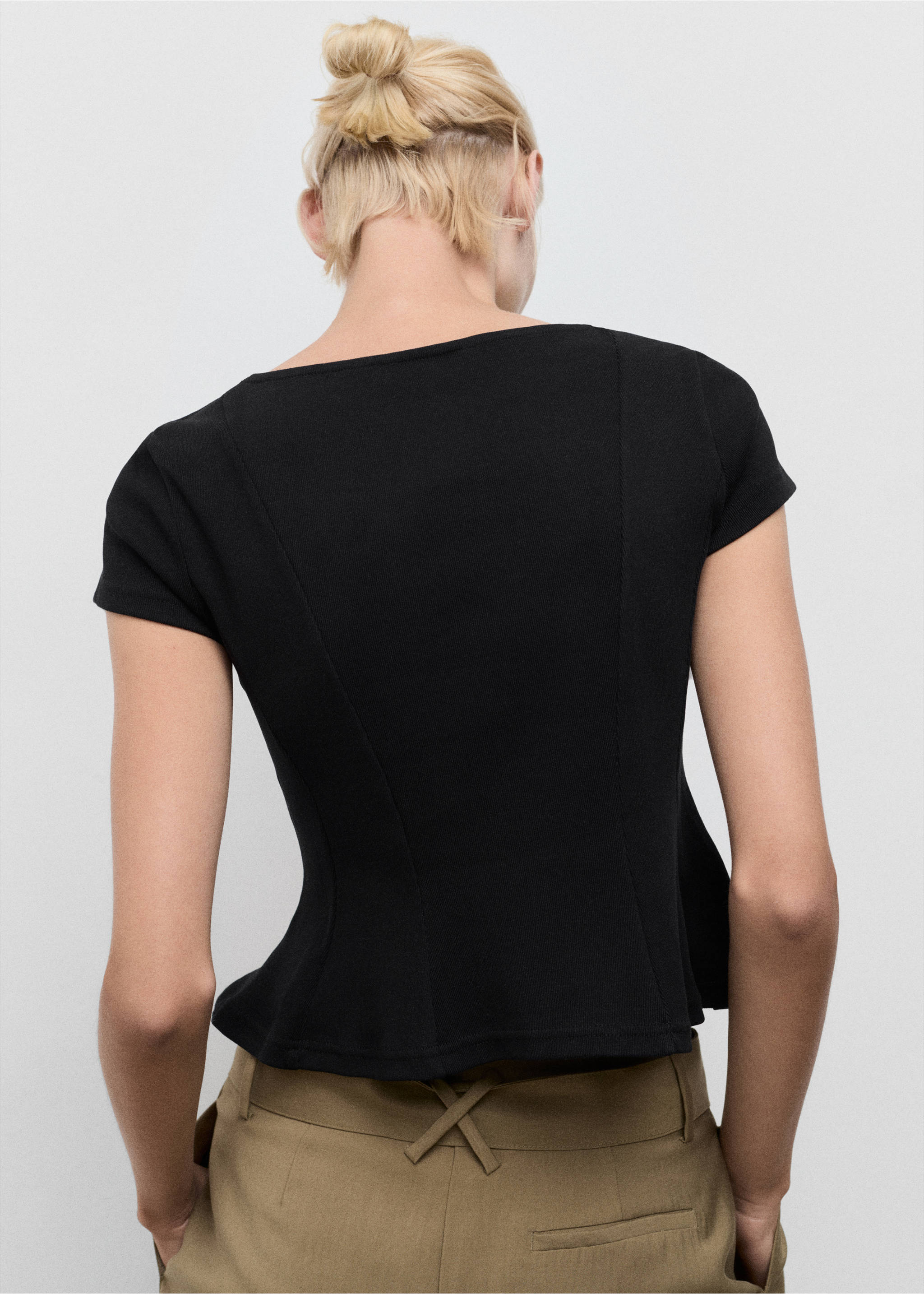 A-line cotton tee - Reverse of the article, Black. Ref: 17034086-00.
