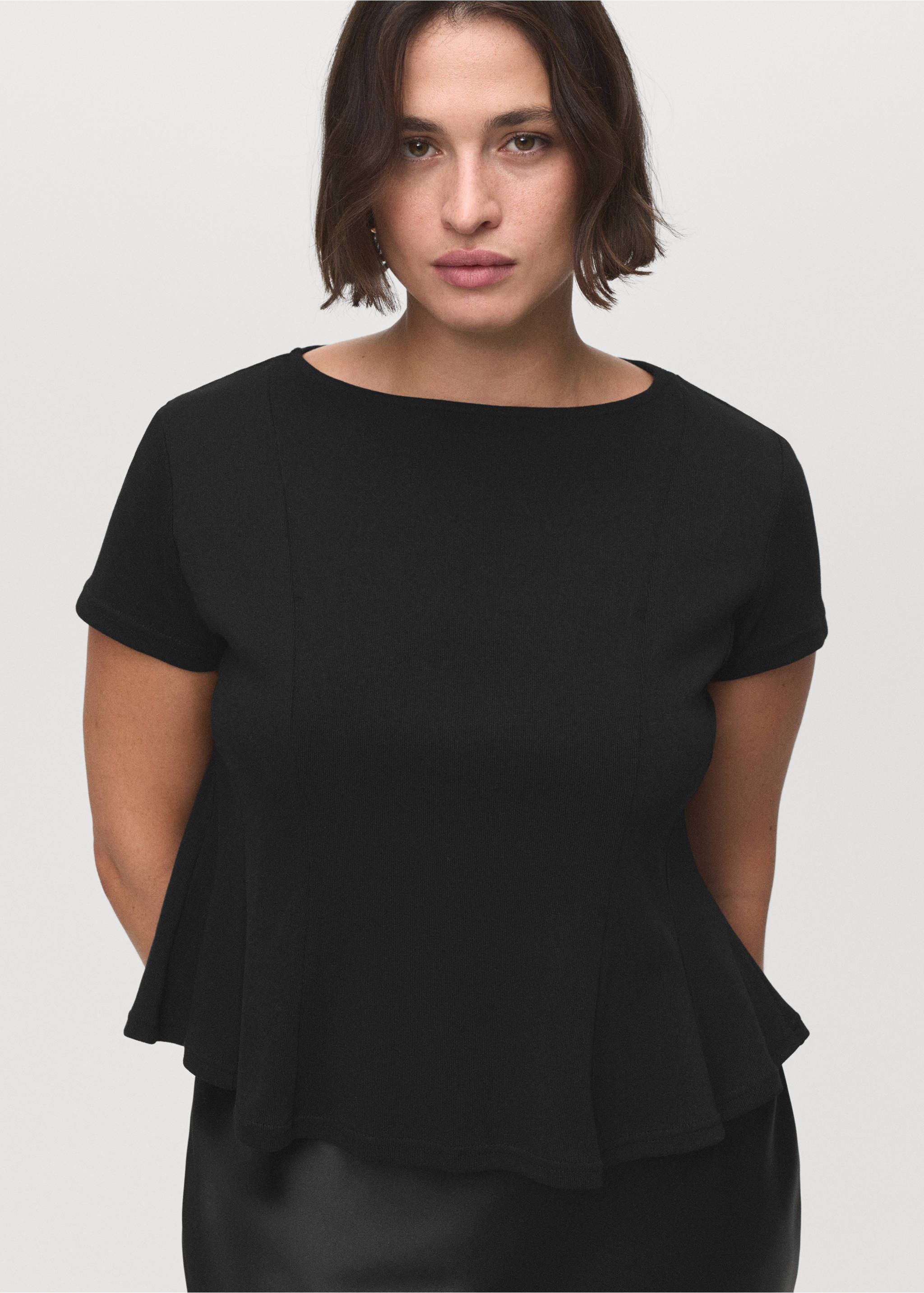 A-line cotton tee - Details of the article 5, Black. Ref: 17034086-00.