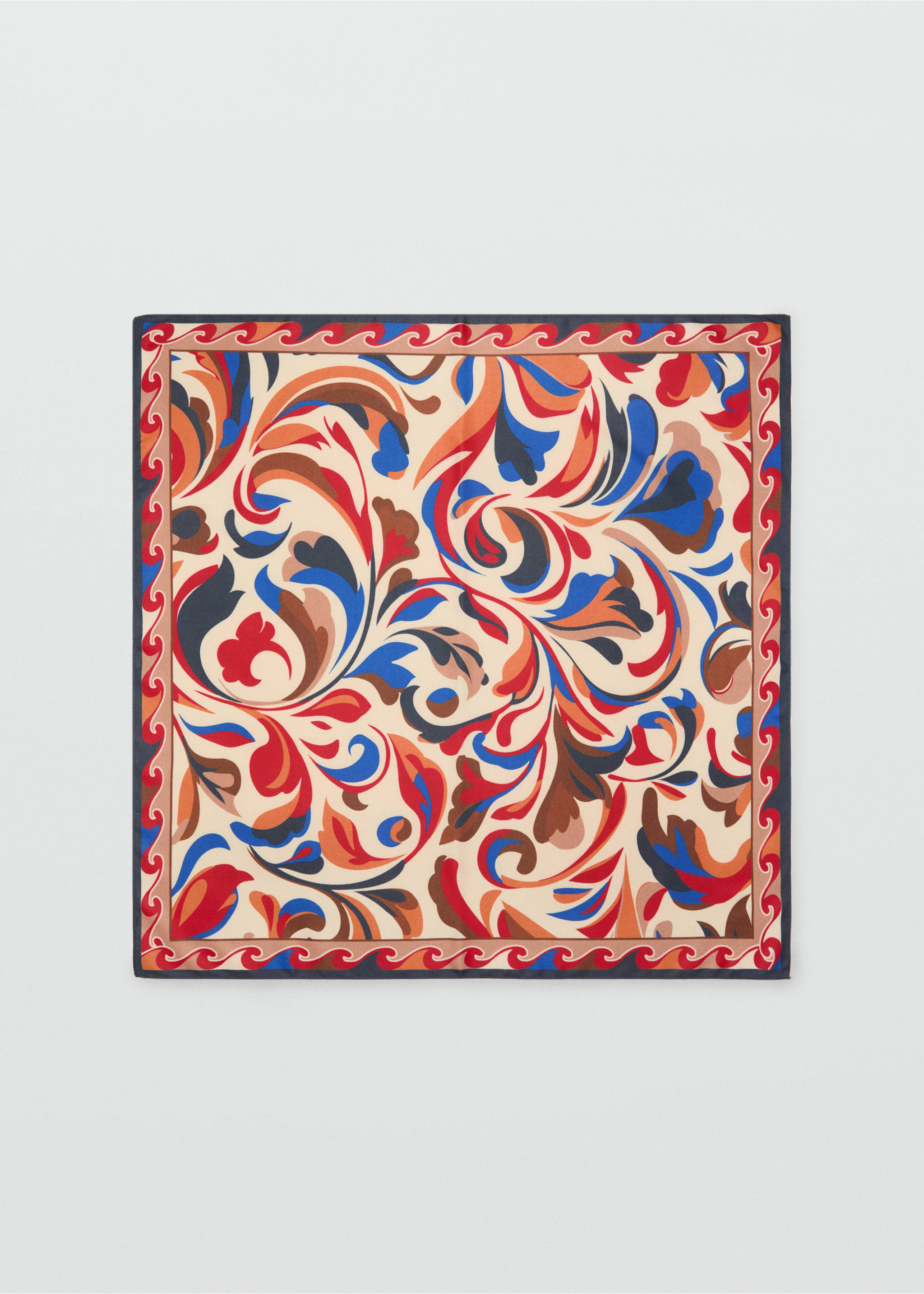 Abstract-print satin scarf - Article without model, Blue. Ref: 17034090-00.