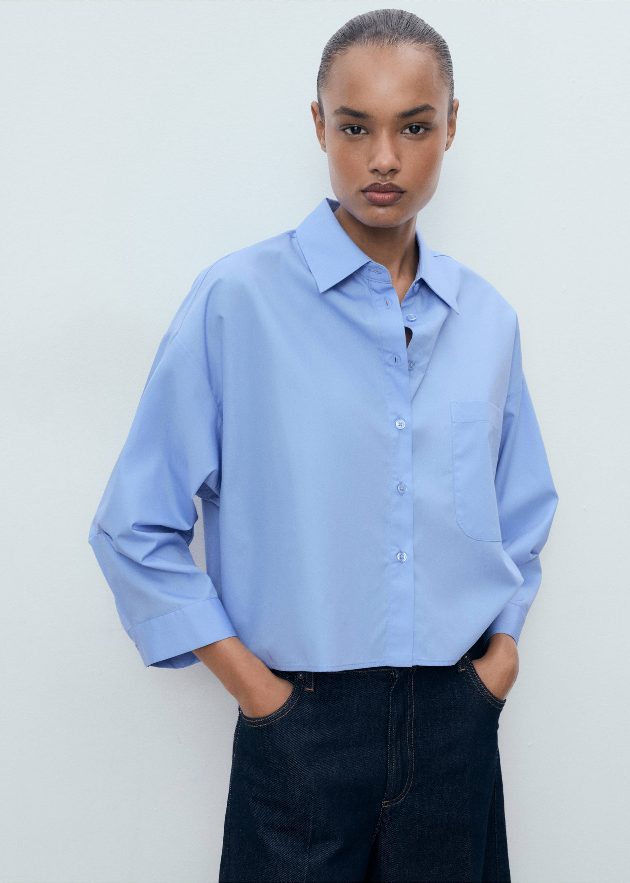 Pocket oversize shirt - Medium plane, Blue. Ref: 17034092-00.