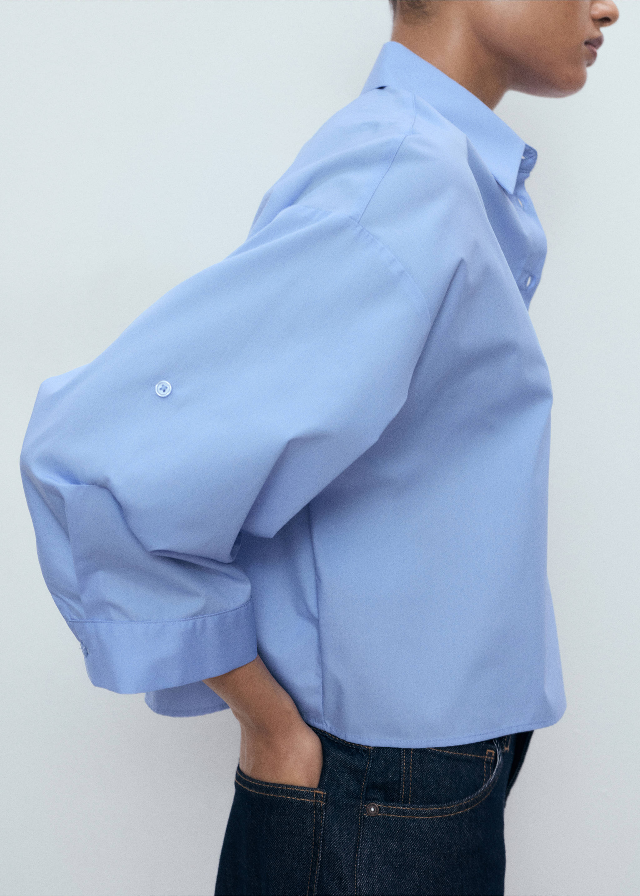 Pocket oversize shirt - Details of the article 1, Blue. Ref: 17034092-00.