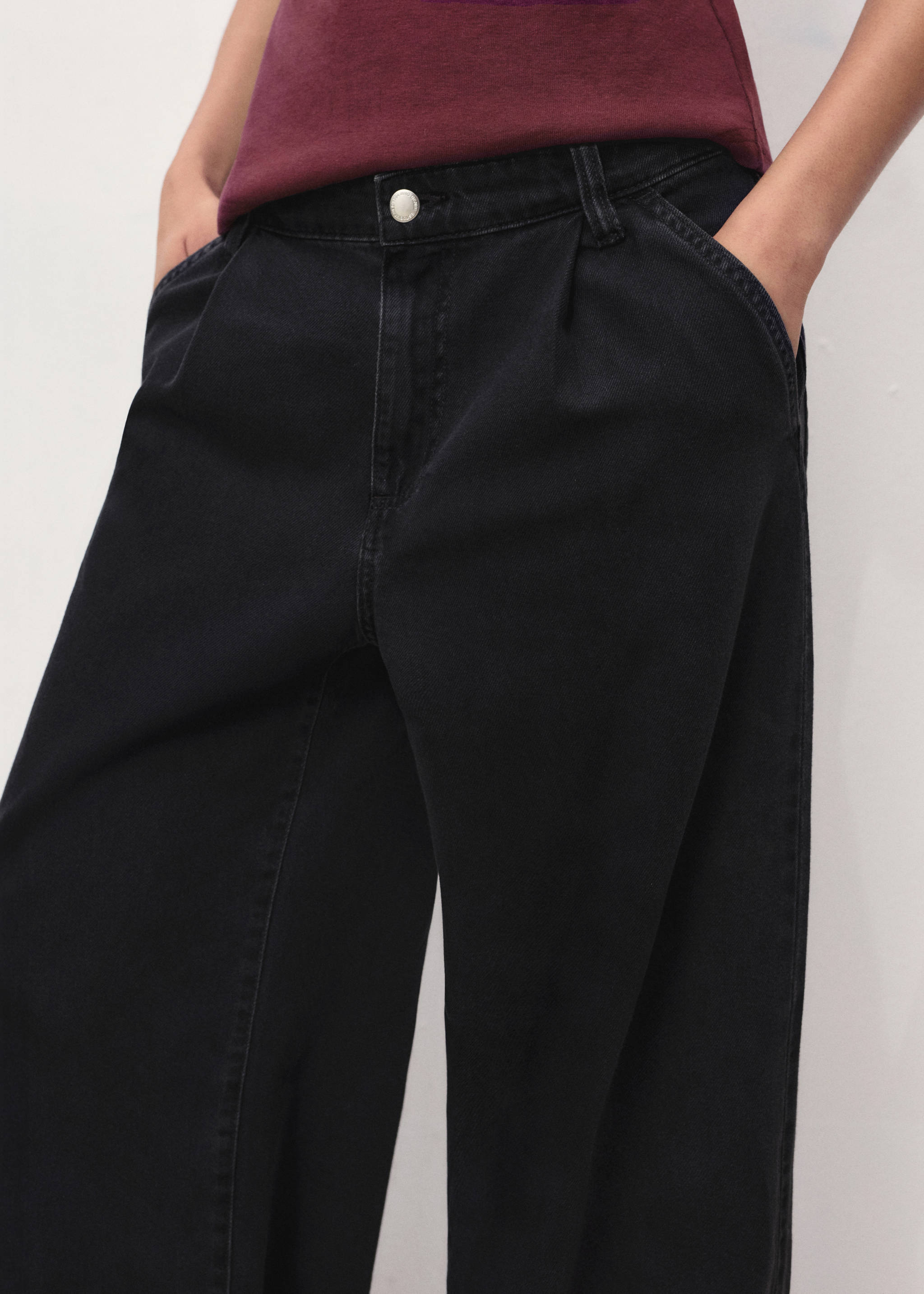 Wide leg pleated jeans - Details of the article 6