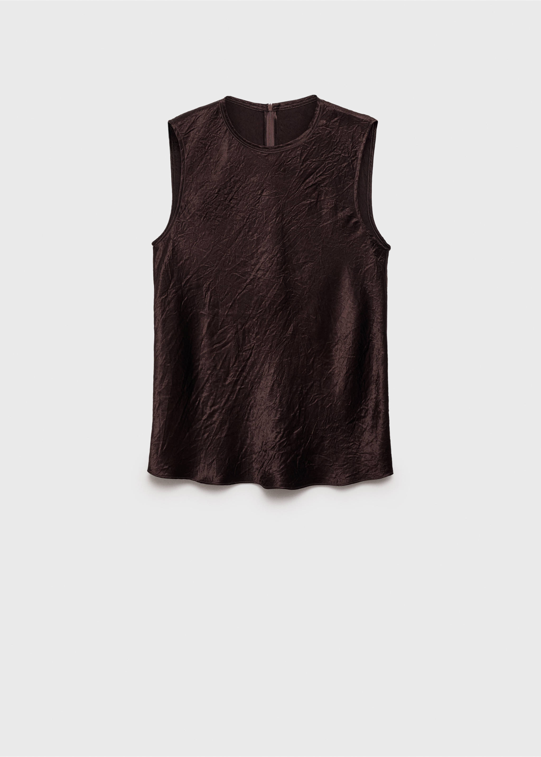 Satinblus med skrynklad effekt - Artikel utan modell, Choklad. Ref: 17034096-00.