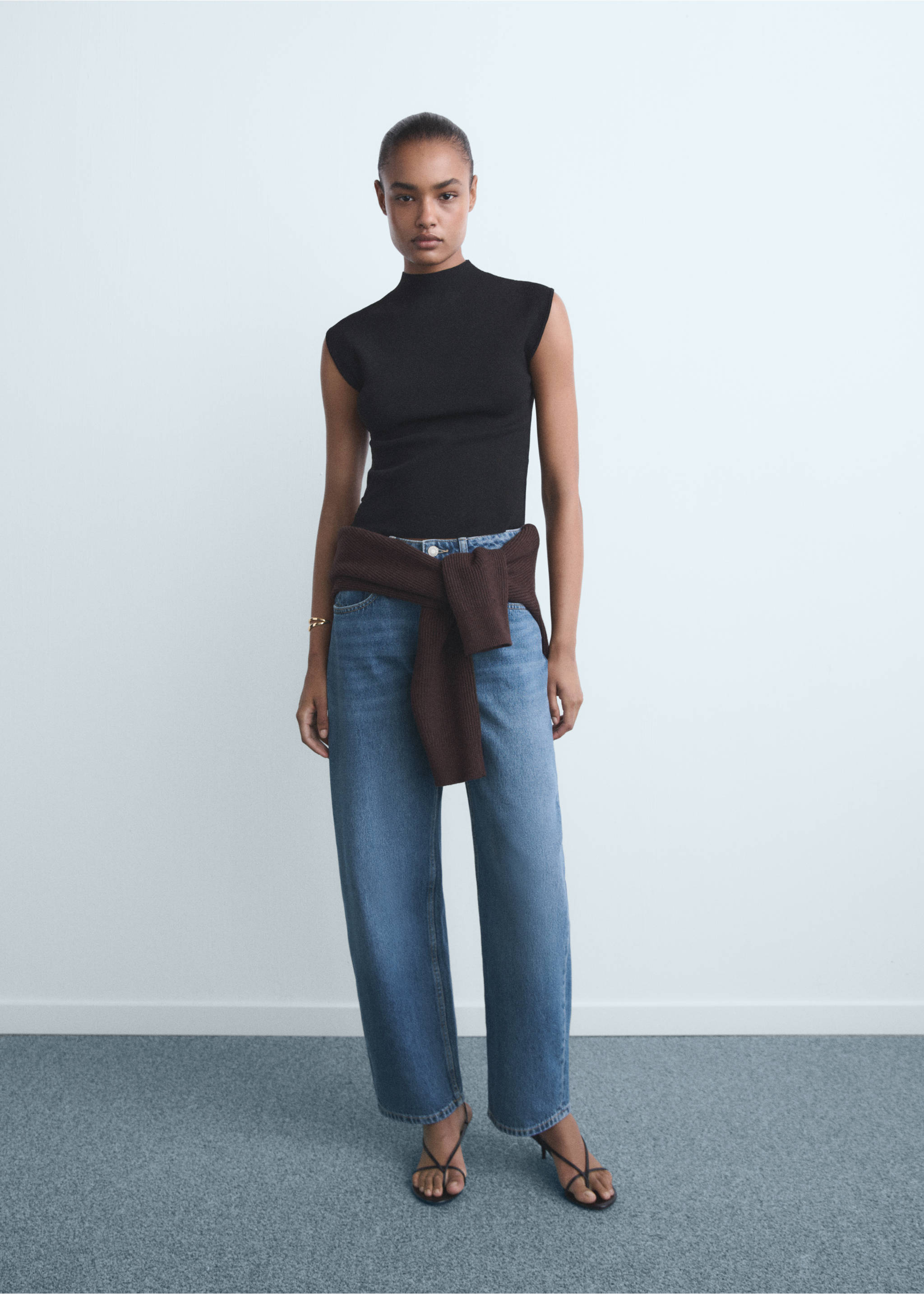 High-waisted barrel jeans - General plane, Dark Blue. Ref: 17034097-00.