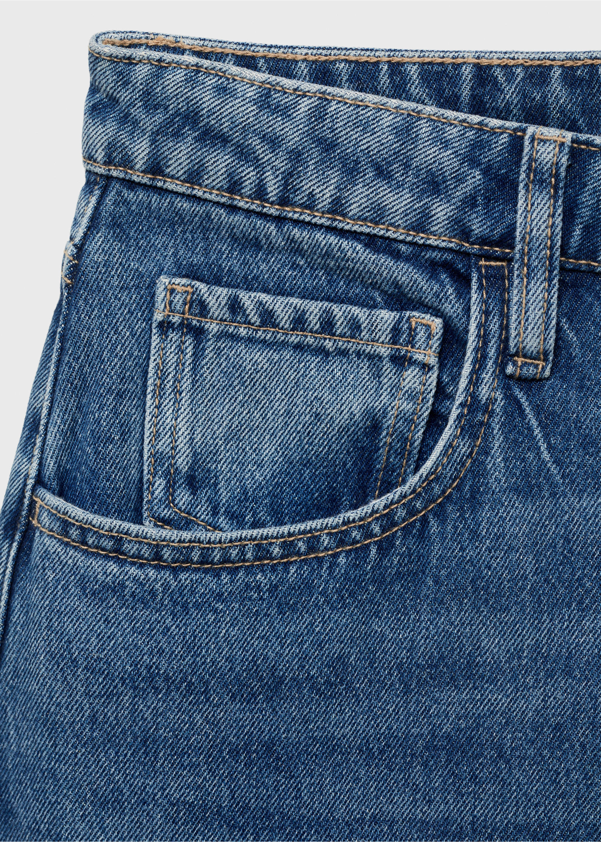 High-waisted barrel jeans - Details of the article 8, Dark Blue. Ref: 17034097-00.
