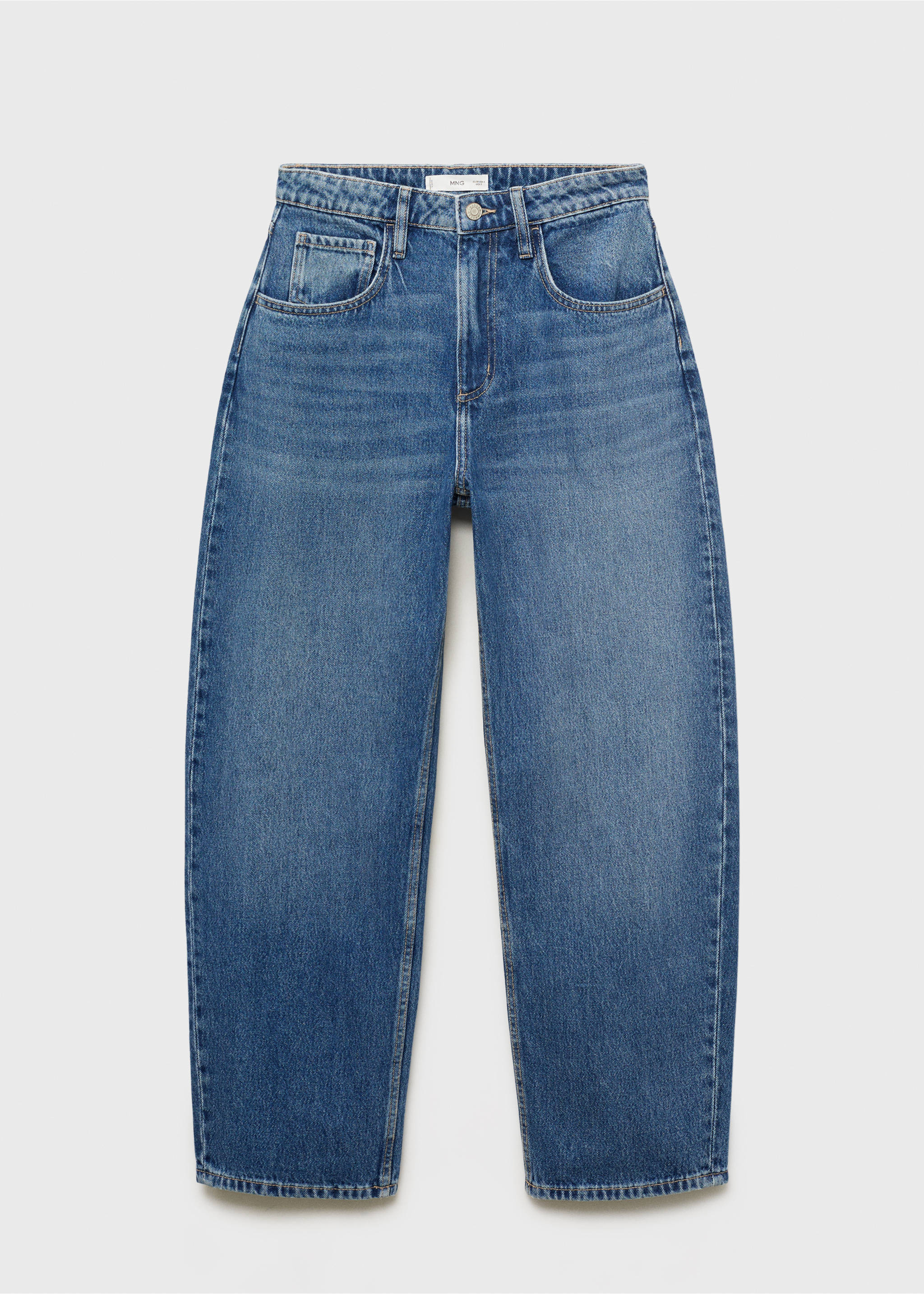 High-waisted barrel jeans - Article without model, Dark Blue. Ref: 17034097-00.