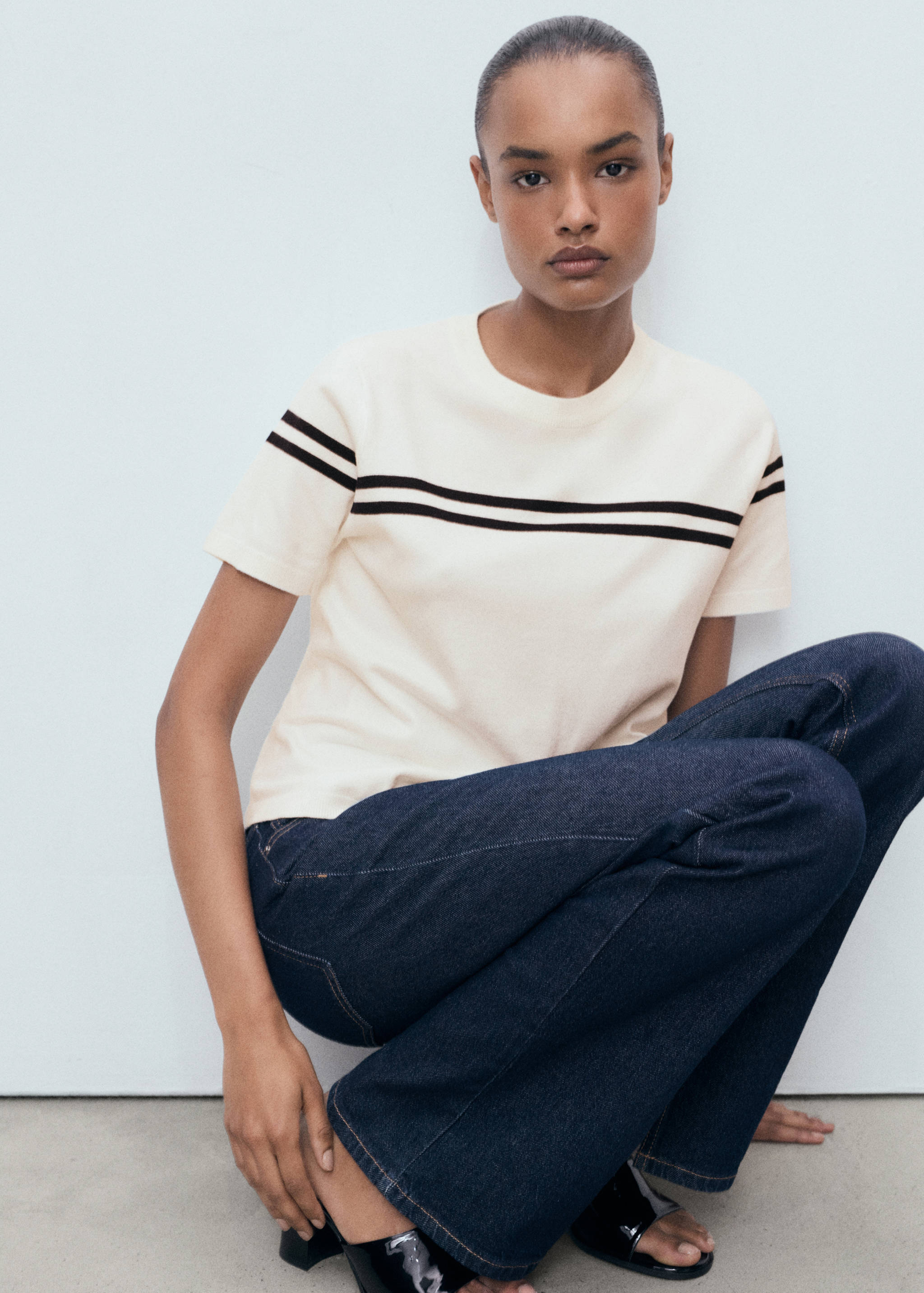 Gestreifter Kurzarm-Pullover - Detail des Artikels 1