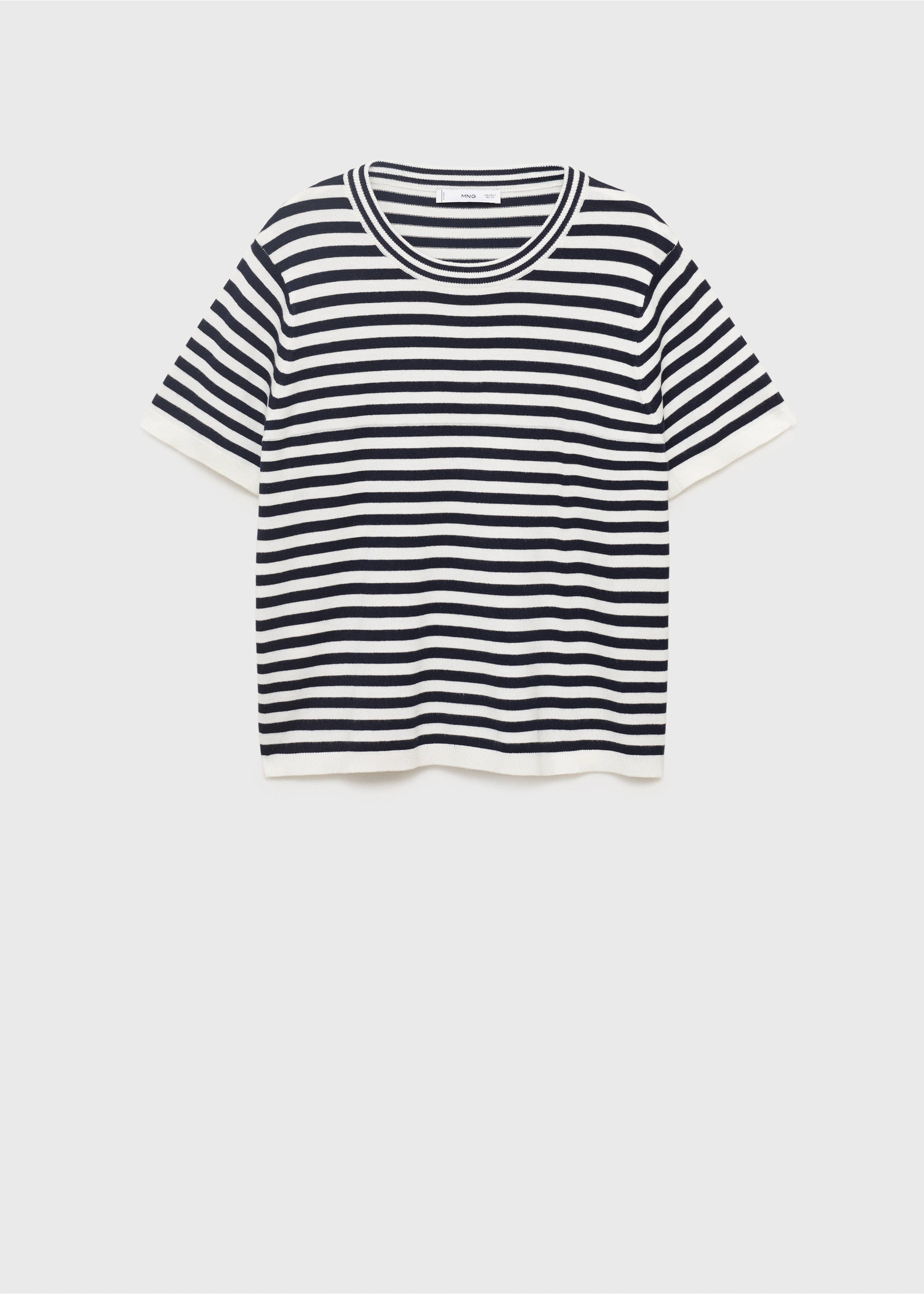 Sweter w paski z krótkim rękawem - Artykuł bez modela/modelki, Granatowy. Ref: 17034099-00.