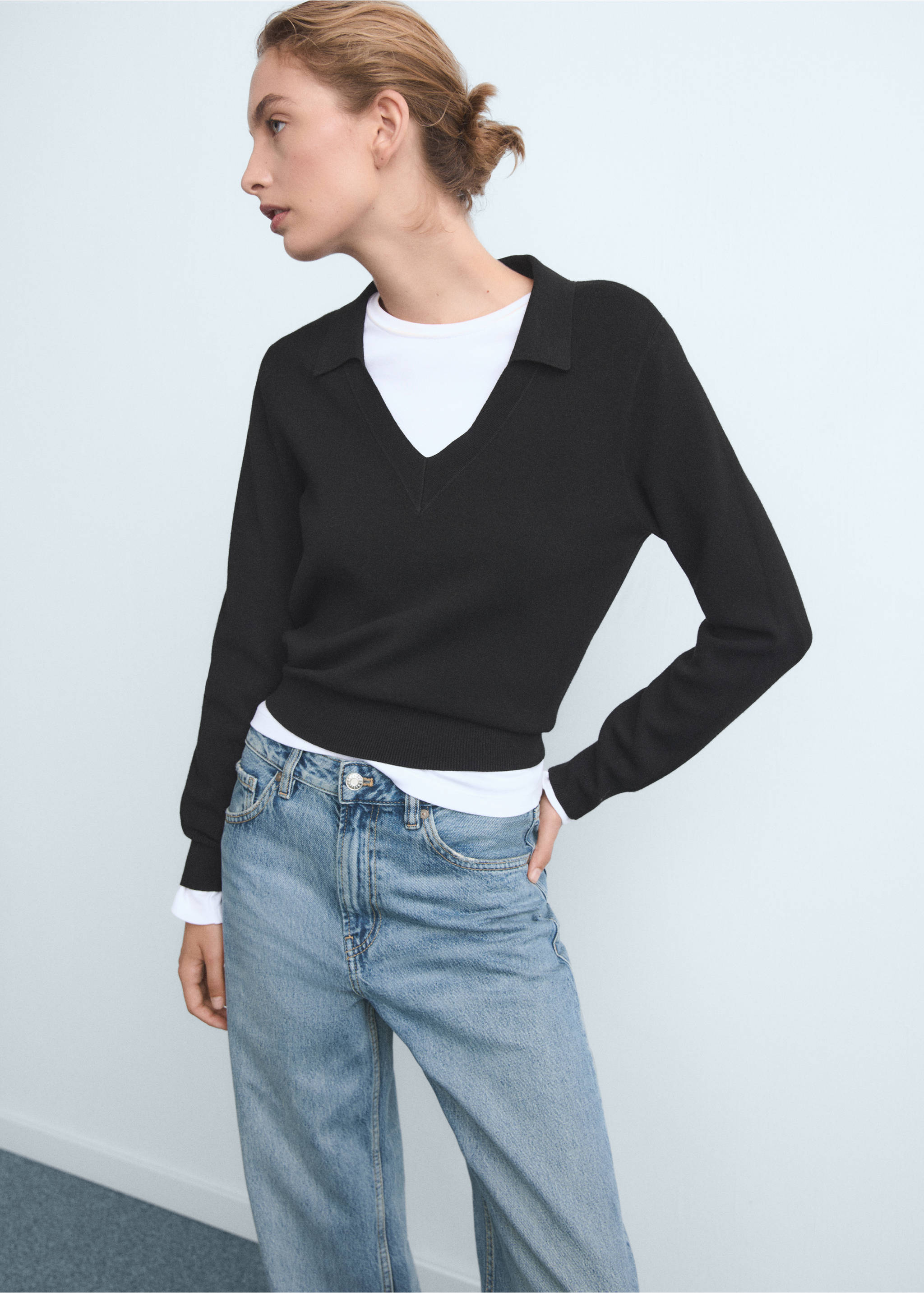 Miami straight-fit mid-rise jeans - Detail van het artikel 1, Middenblauw. Ref: 17034103-00.