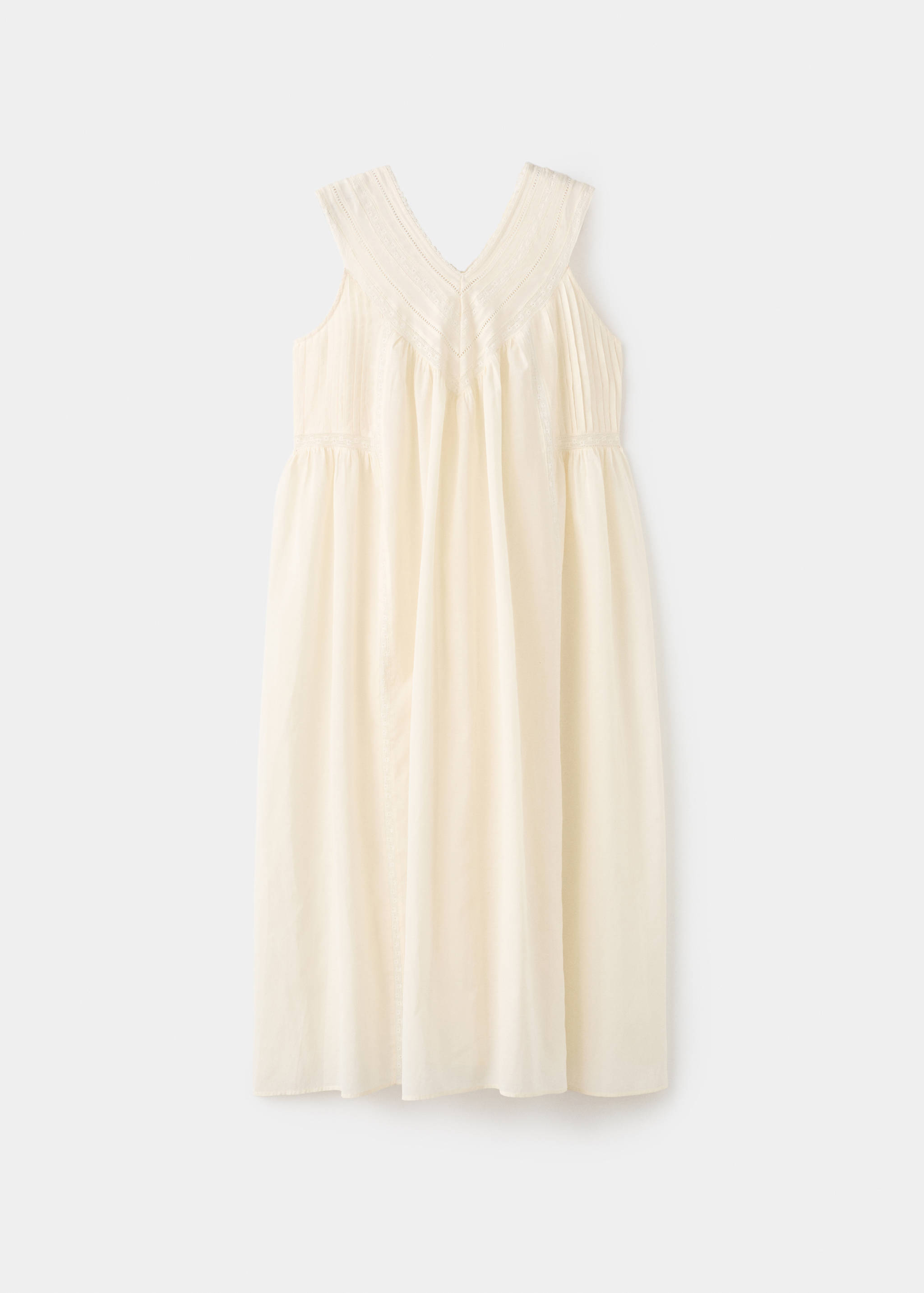 Chemise de nuit coton dentelle et plis nervurés - Article sans modèle