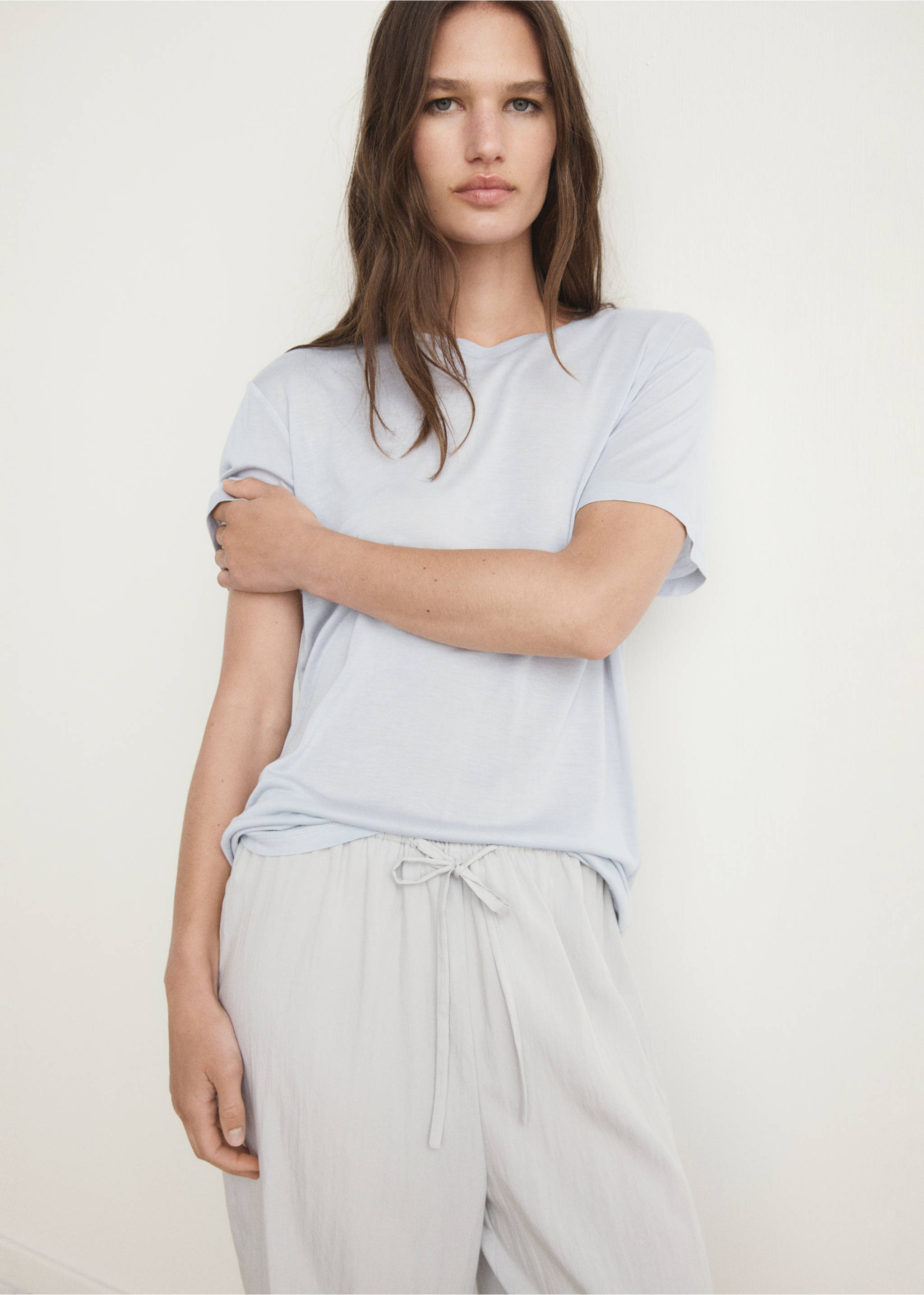 Garment washed t-shirt - Medium plane, Light/Pastel Grey. Ref: 17034105-00.