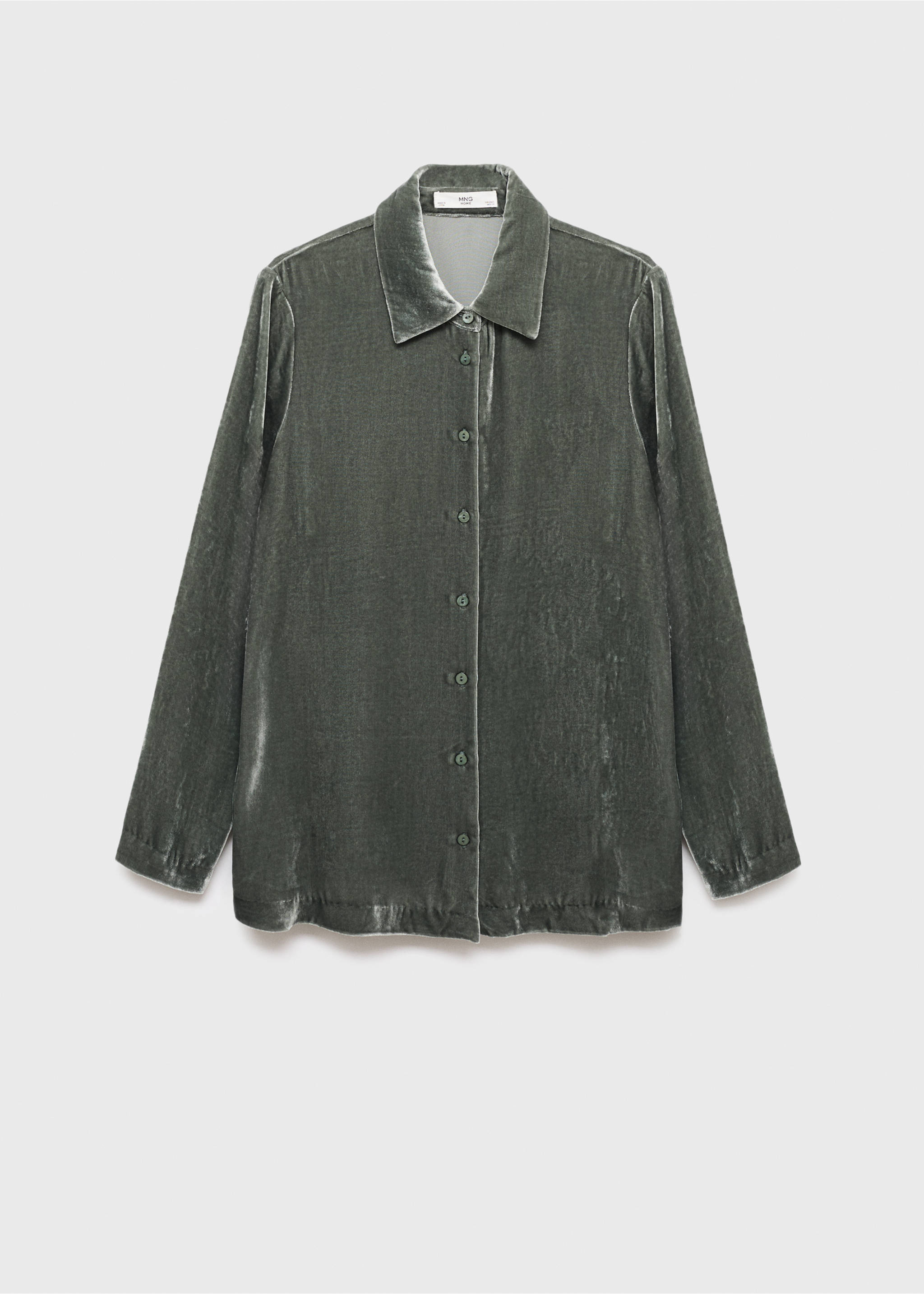 Silk velvet shirt - Article without model, Green. Ref: 17034110-00.
