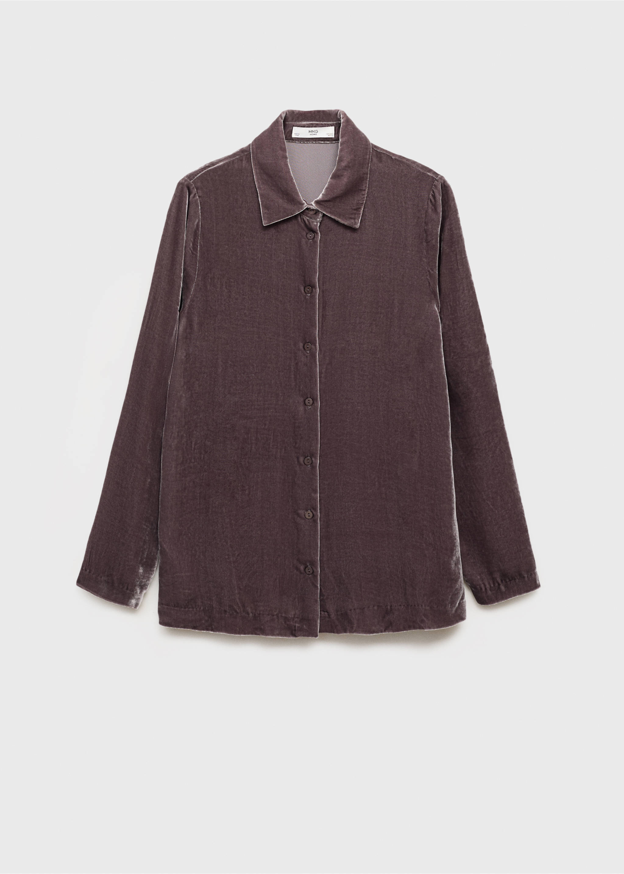 Silk velvet shirt - Article without model, Blackberry. Ref: 17034110-00.