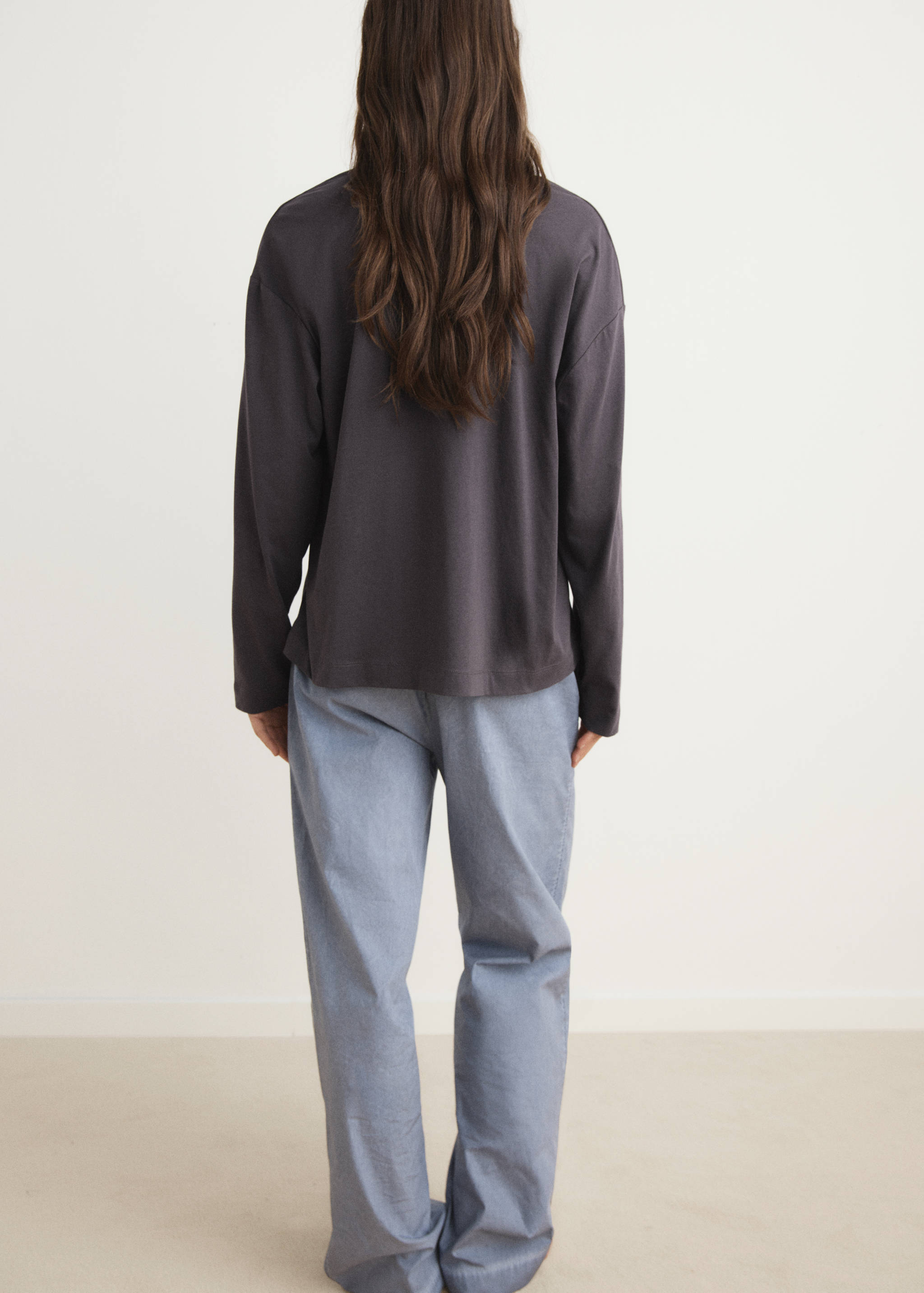 Cotton pyjama t-shirt with sleeve detail - Reverse of the article