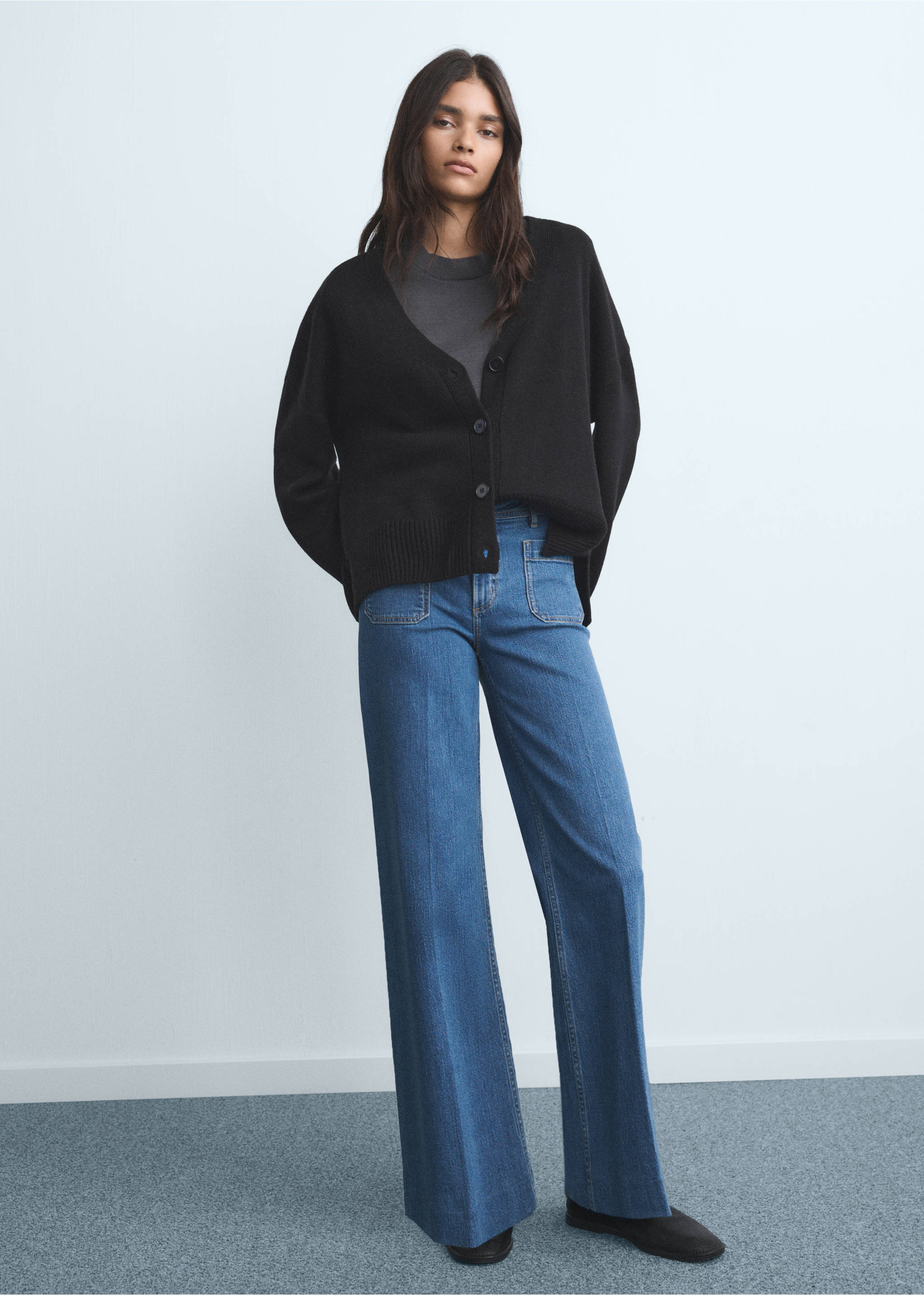 Wide leg jeans with pockets - General plane, Medium Blue. Ref: 17034113-00.