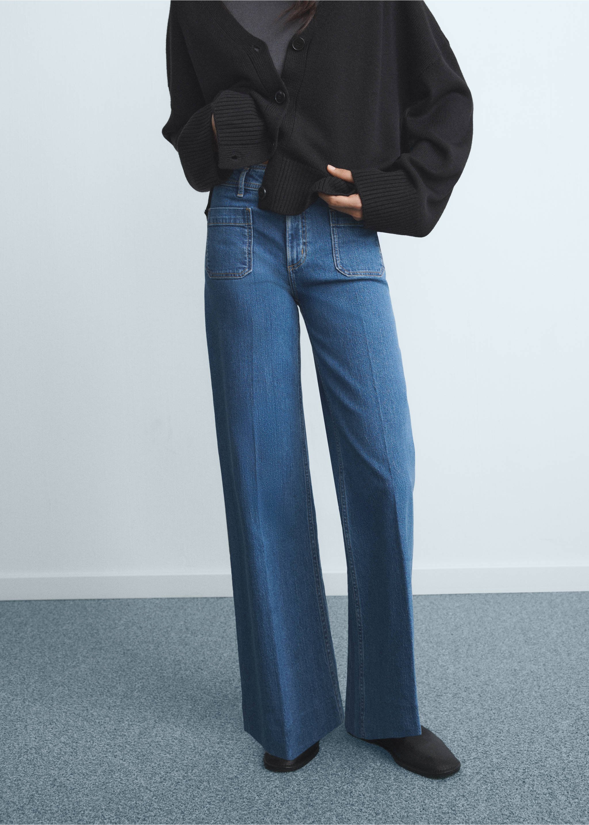 Wide leg jeans with pockets - Medium plane, Medium Blue. Ref: 17034113-00.