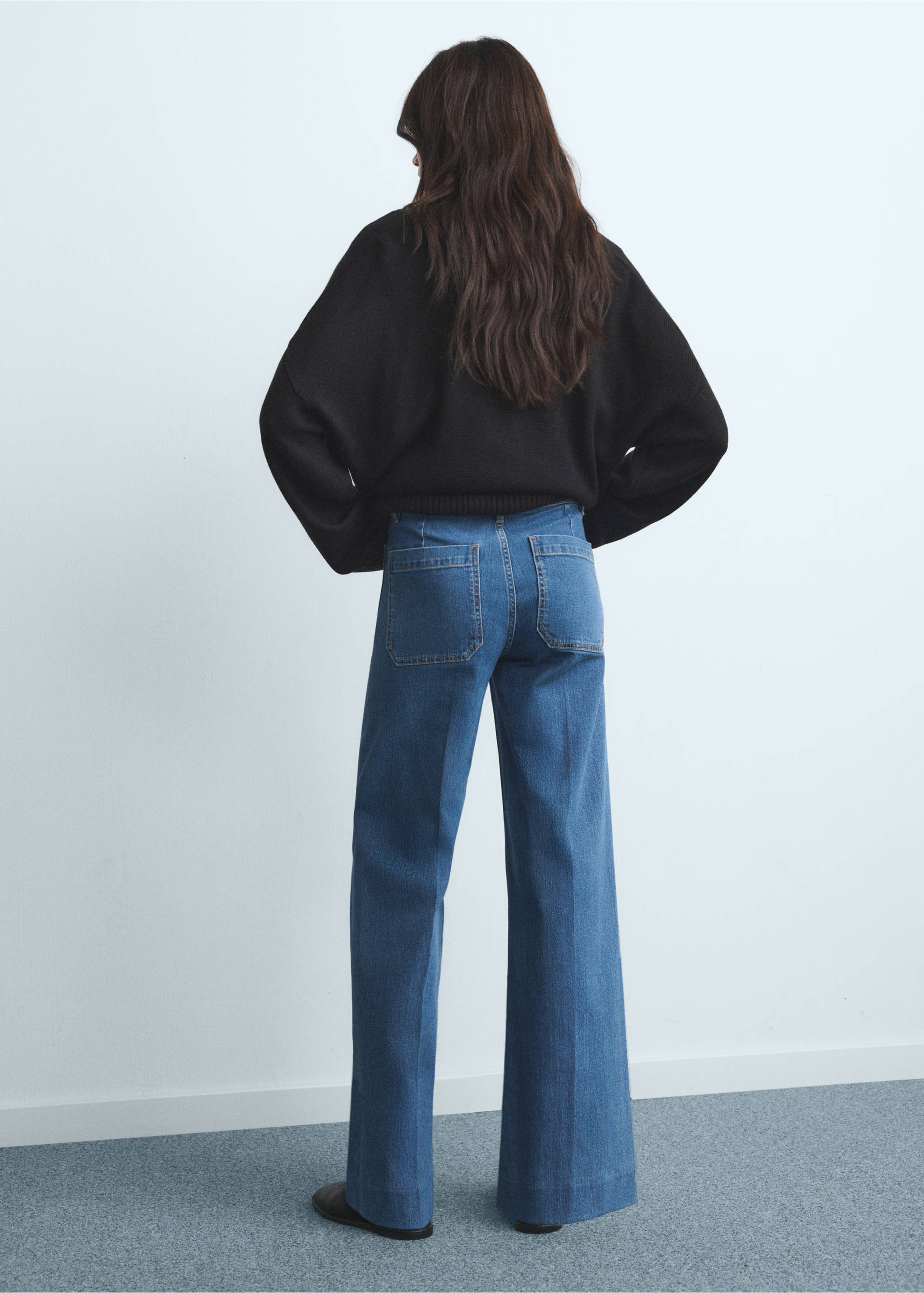 Wide leg jeans with pockets - Reverse of the article, Medium Blue. Ref: 17034113-00.