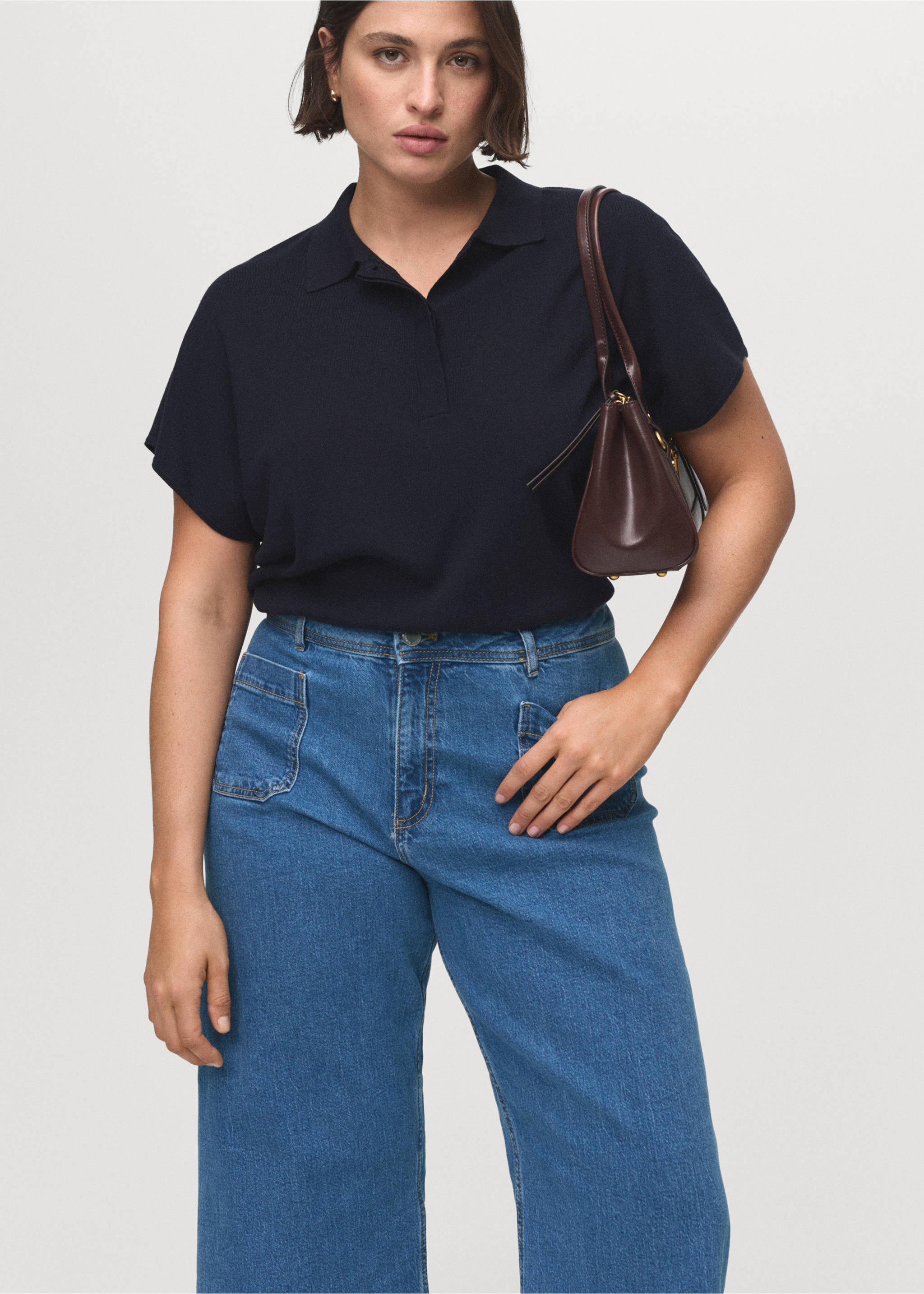 Wide leg jeans with pockets - Details of the article 5, Medium Blue. Ref: 17034113-00.