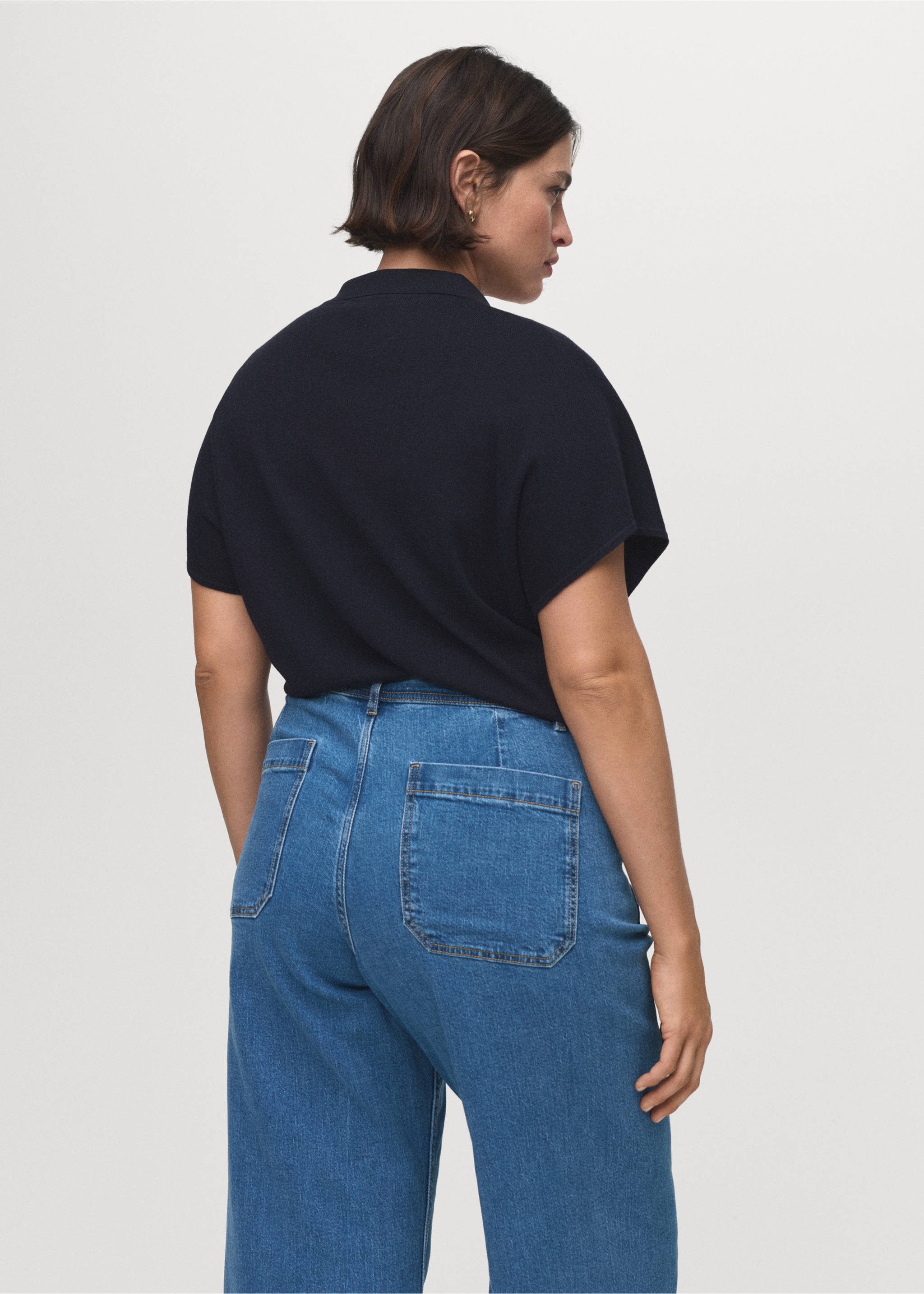 Wide leg jeans with pockets - Details of the article 4, Medium Blue. Ref: 17034113-00.