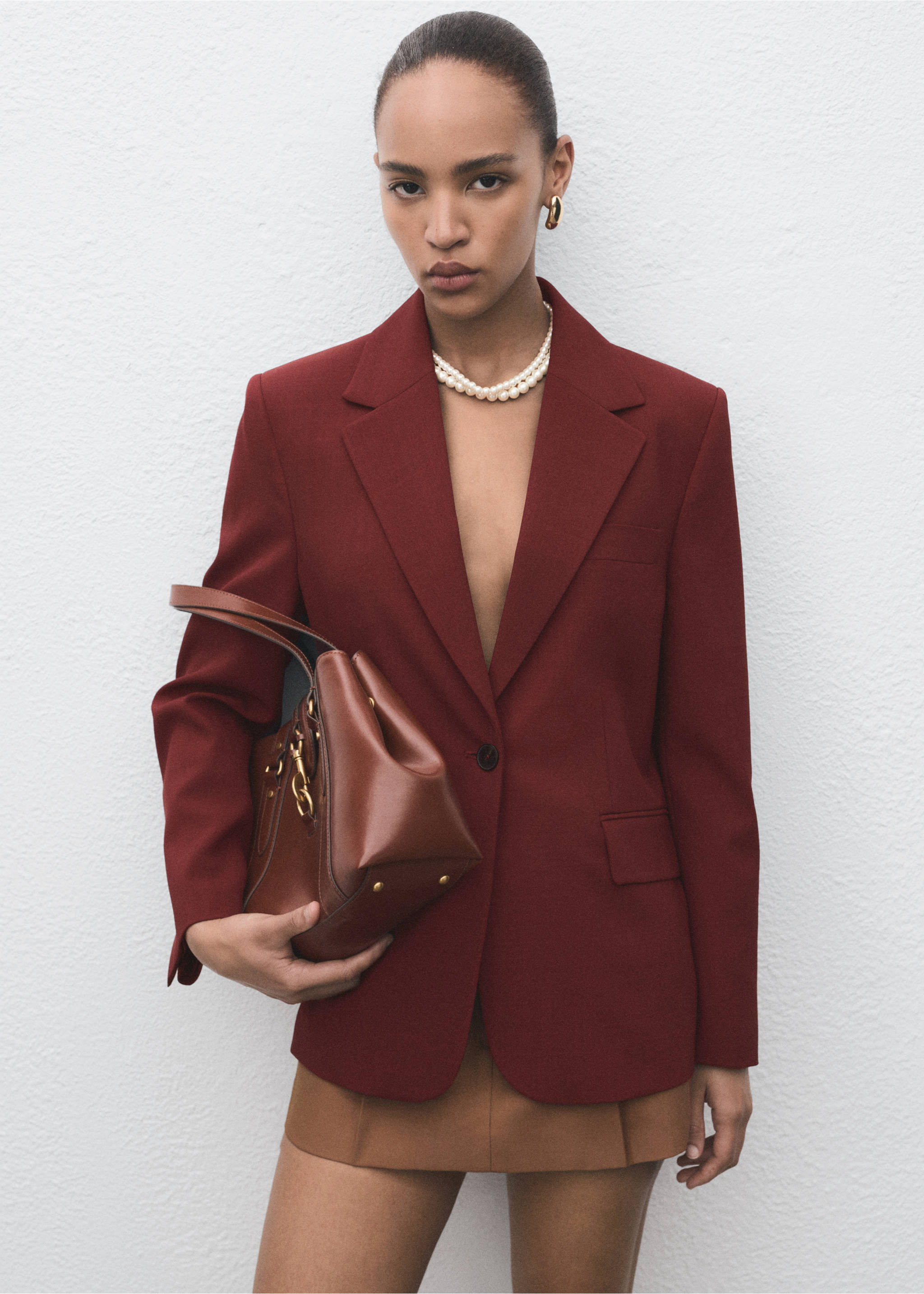 Straight-fit suit blazer - Medium plane, Dark Orange. Ref: 17034121-00.