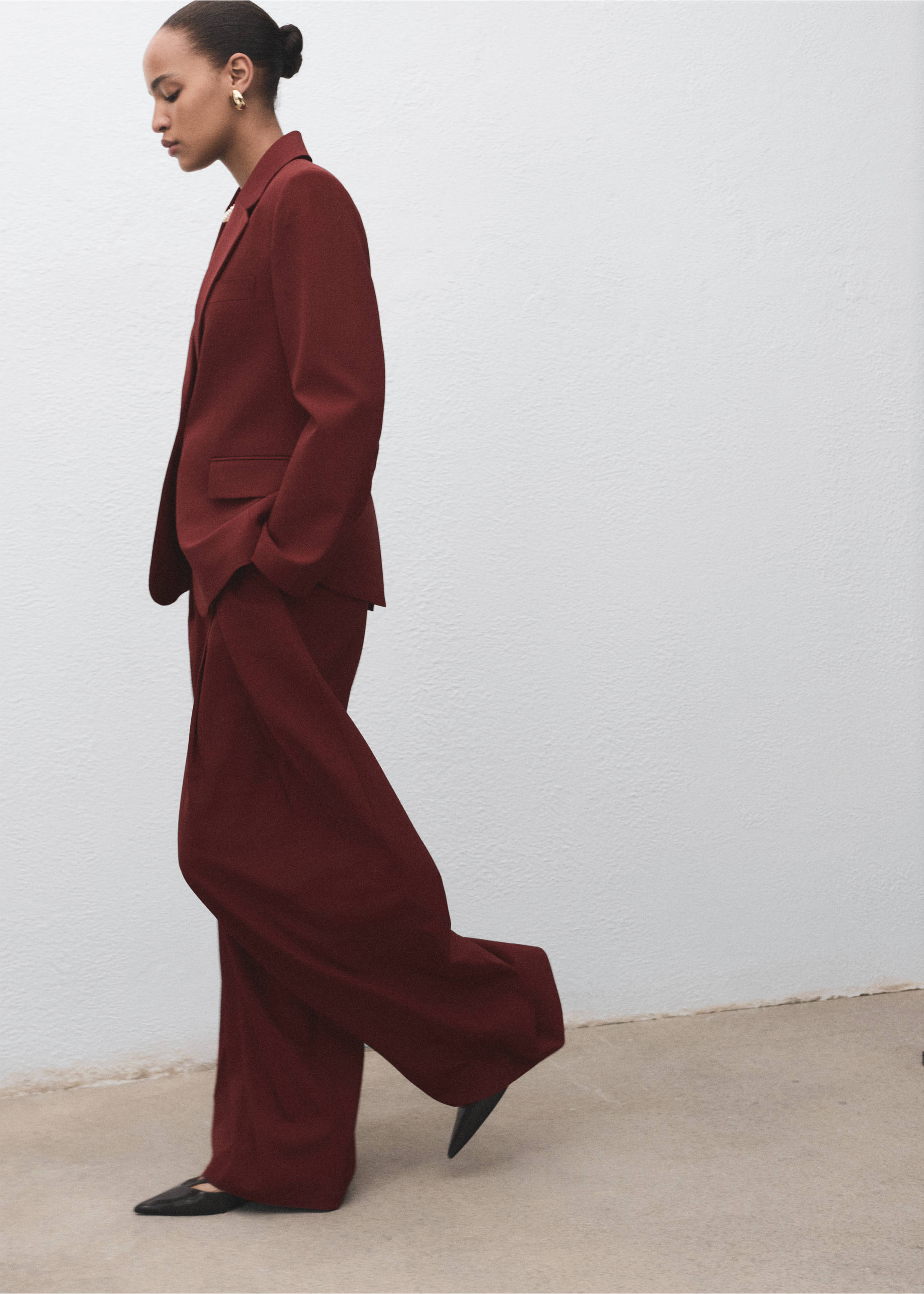 Straight-fit suit blazer - Details of the article 2, Dark Orange. Ref: 17034121-00.