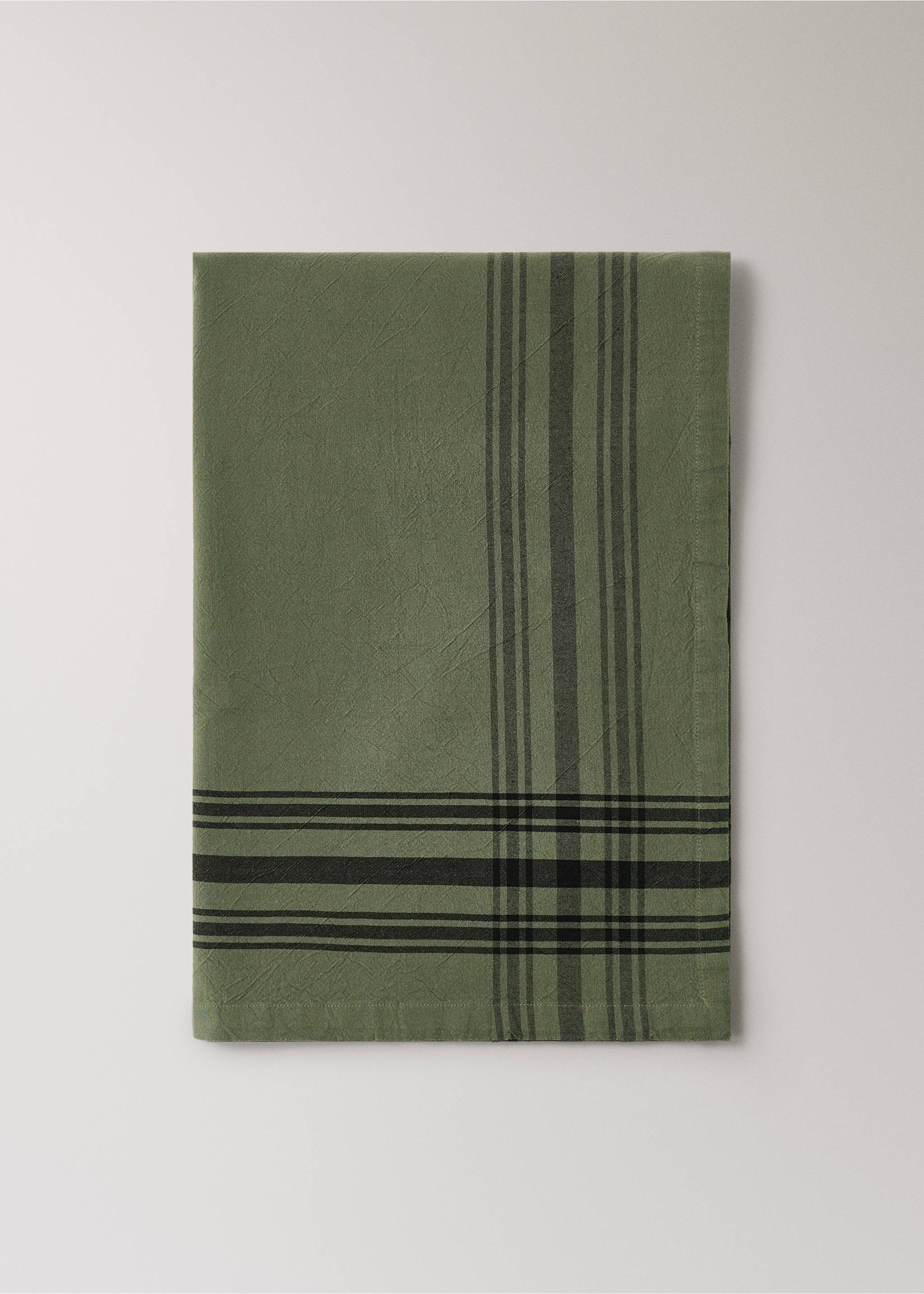 Cotton striped tablecloth for 6 to 8 diners - Article without model, Medium Green. Ref: 17034125-00.