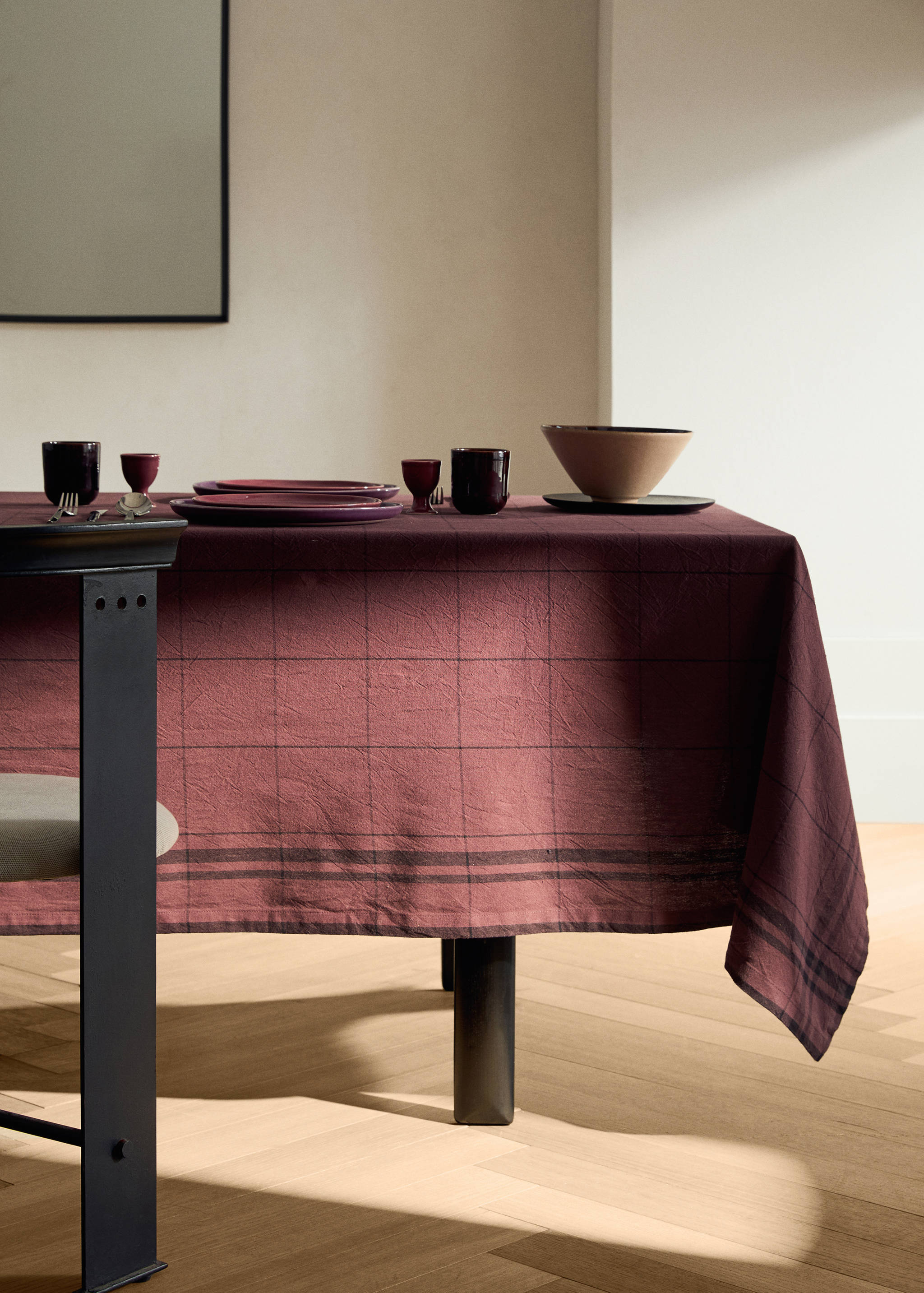 Nappe 100 % coton surteint à carreaux pour 2 à 4 convives - Plan général