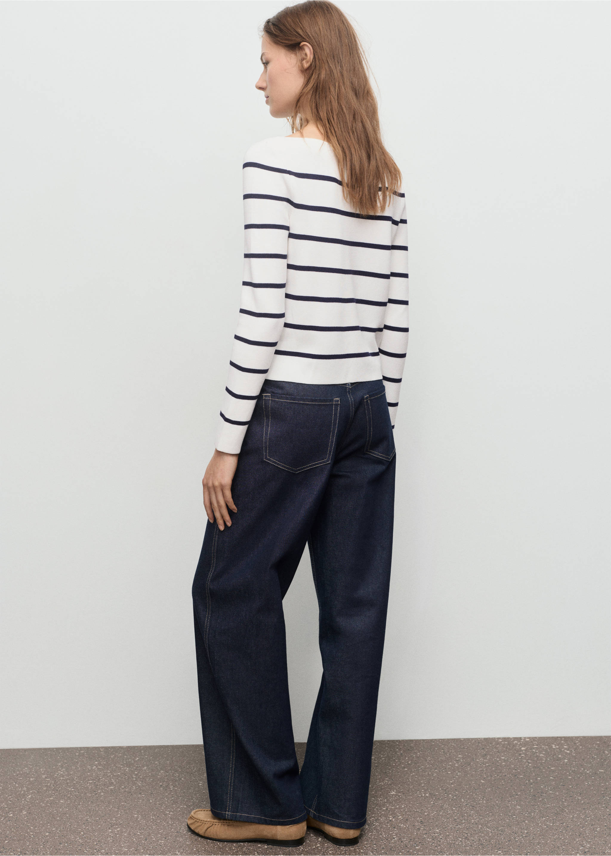 Fine-knit boat-neck sweater - Reverse of the article, Ecru. Ref: 17034139-00.