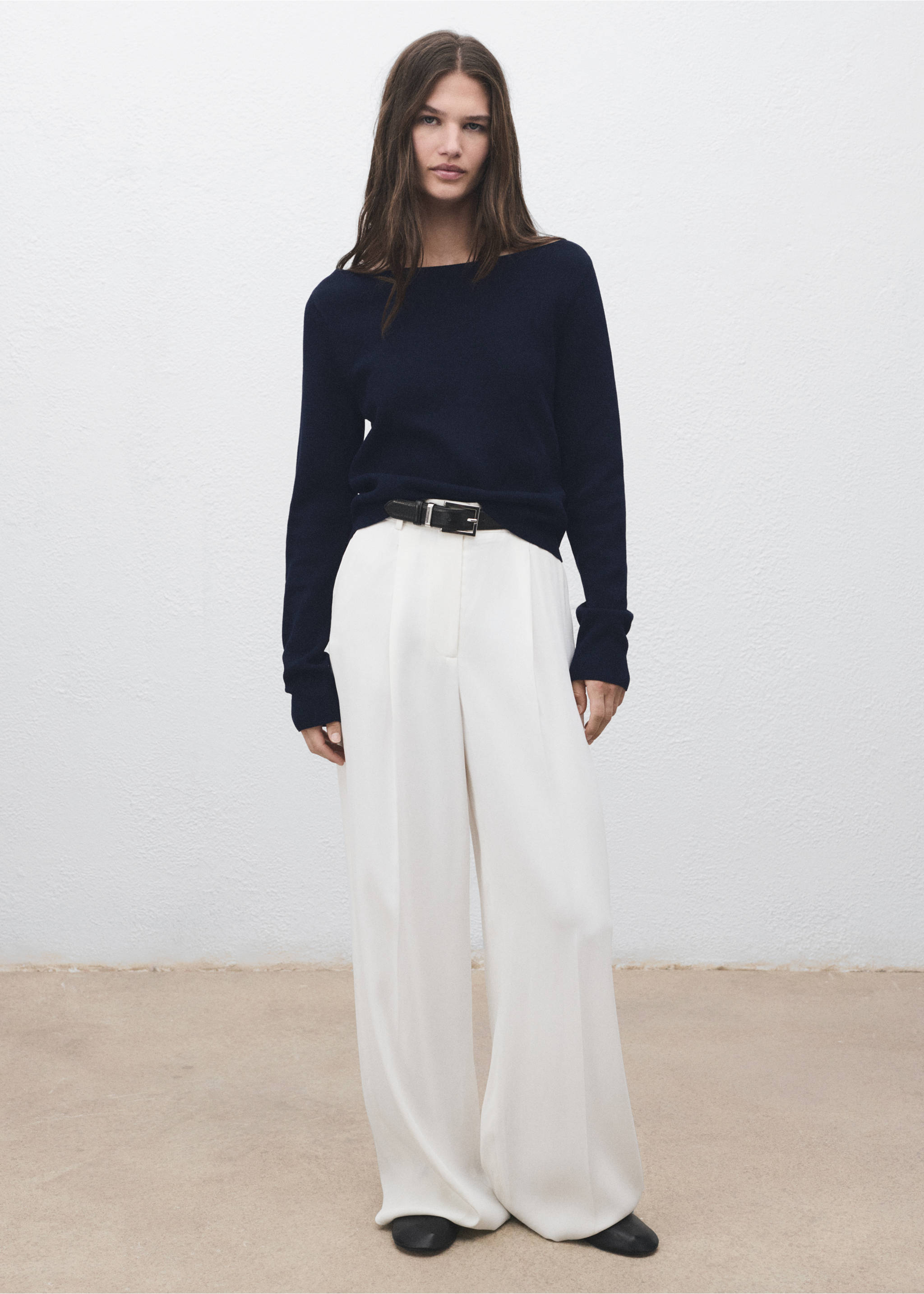 Fine-knit boat-neck sweater - General plane, Dark Navy. Ref: 17034139-00.