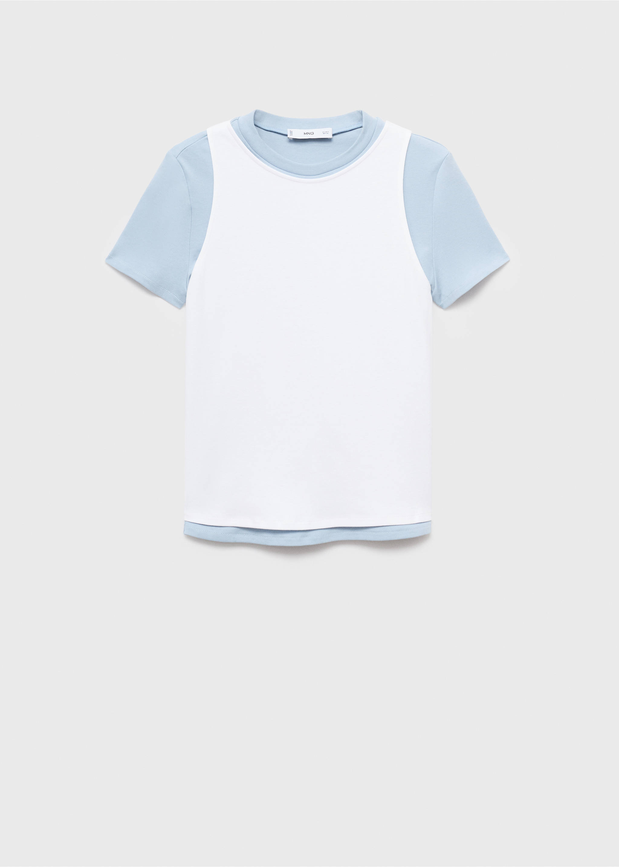 Double cotton t-shirt - Article without model, Sky Blue. Ref: 17034145-00.