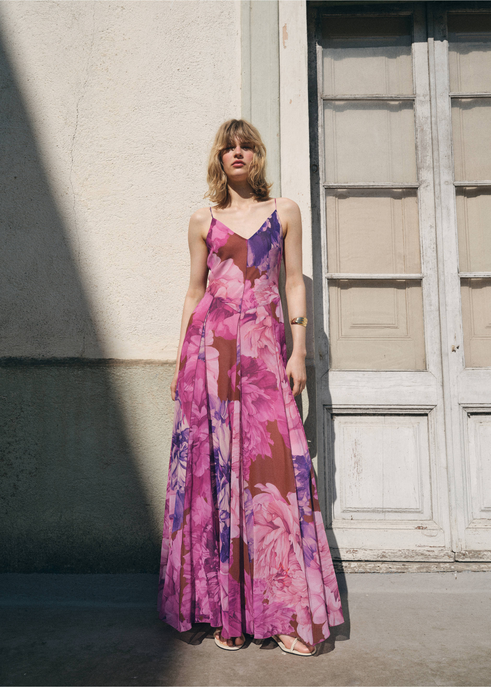 Floral godet dress - General plane, Purple. Ref: 17034146-00.