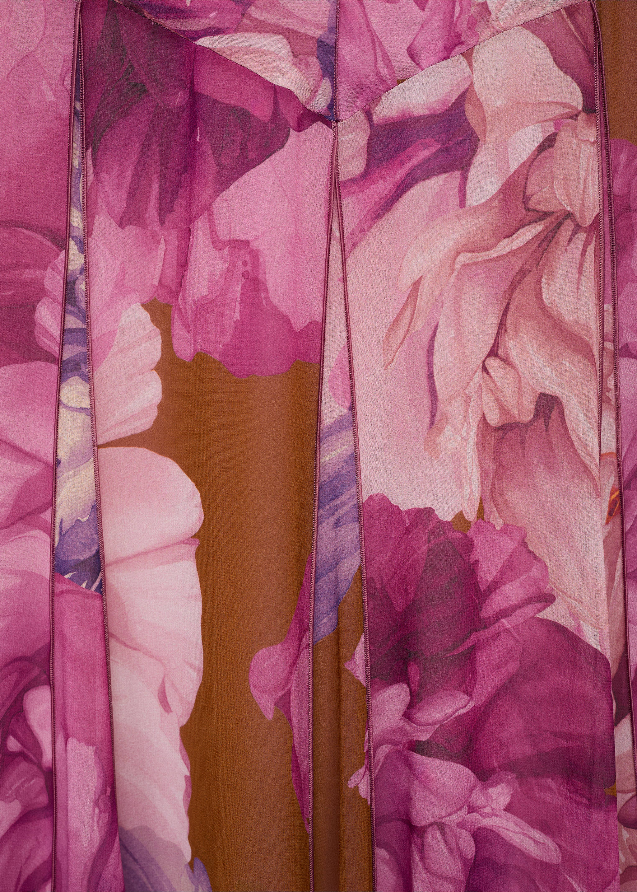 Floral godet dress - Details of the article 8, Purple. Ref: 17034146-00.