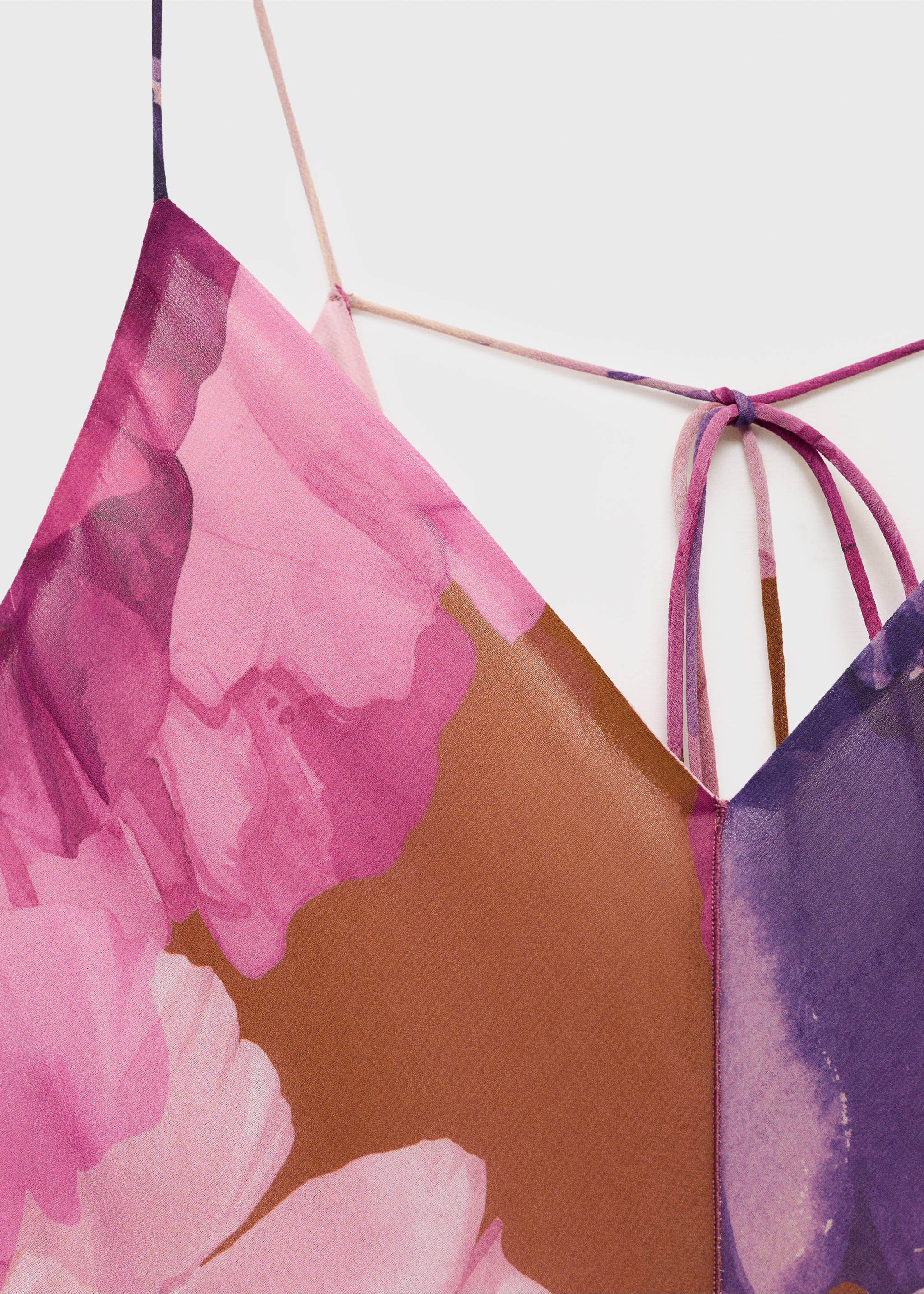 Floral godet dress - Details of the article 0, Purple. Ref: 17034146-00.