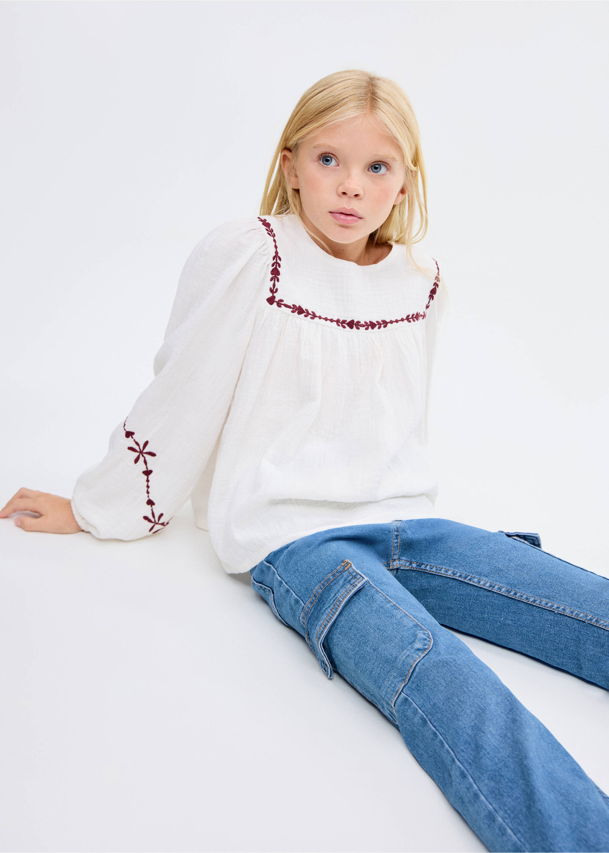 Jeans flare cargo - Plano medio, Azul medio. Ref: 17034411-00.