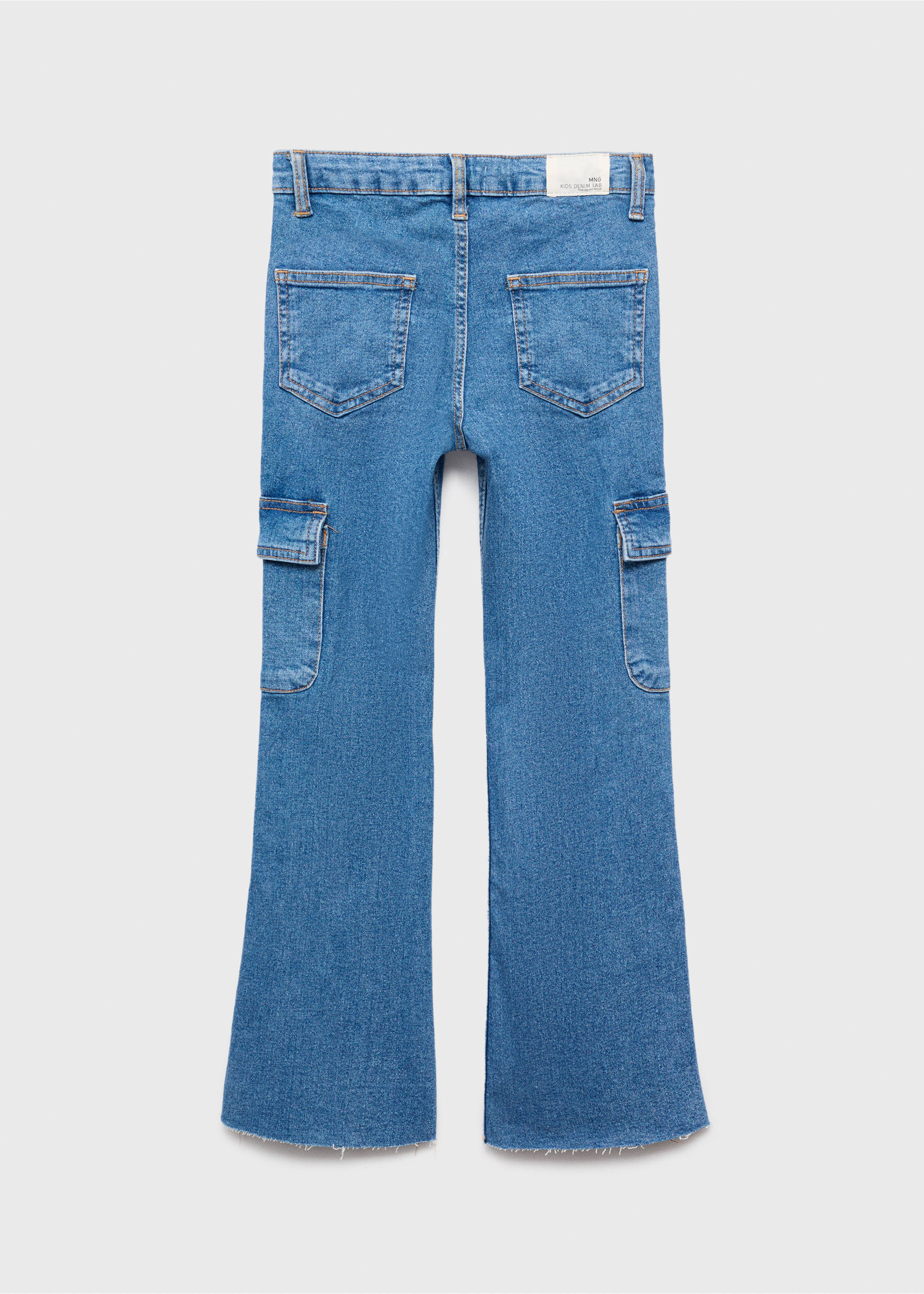 Jeans flare cargo - Reverso del artículo, Azul medio. Ref: 17034411-00.
