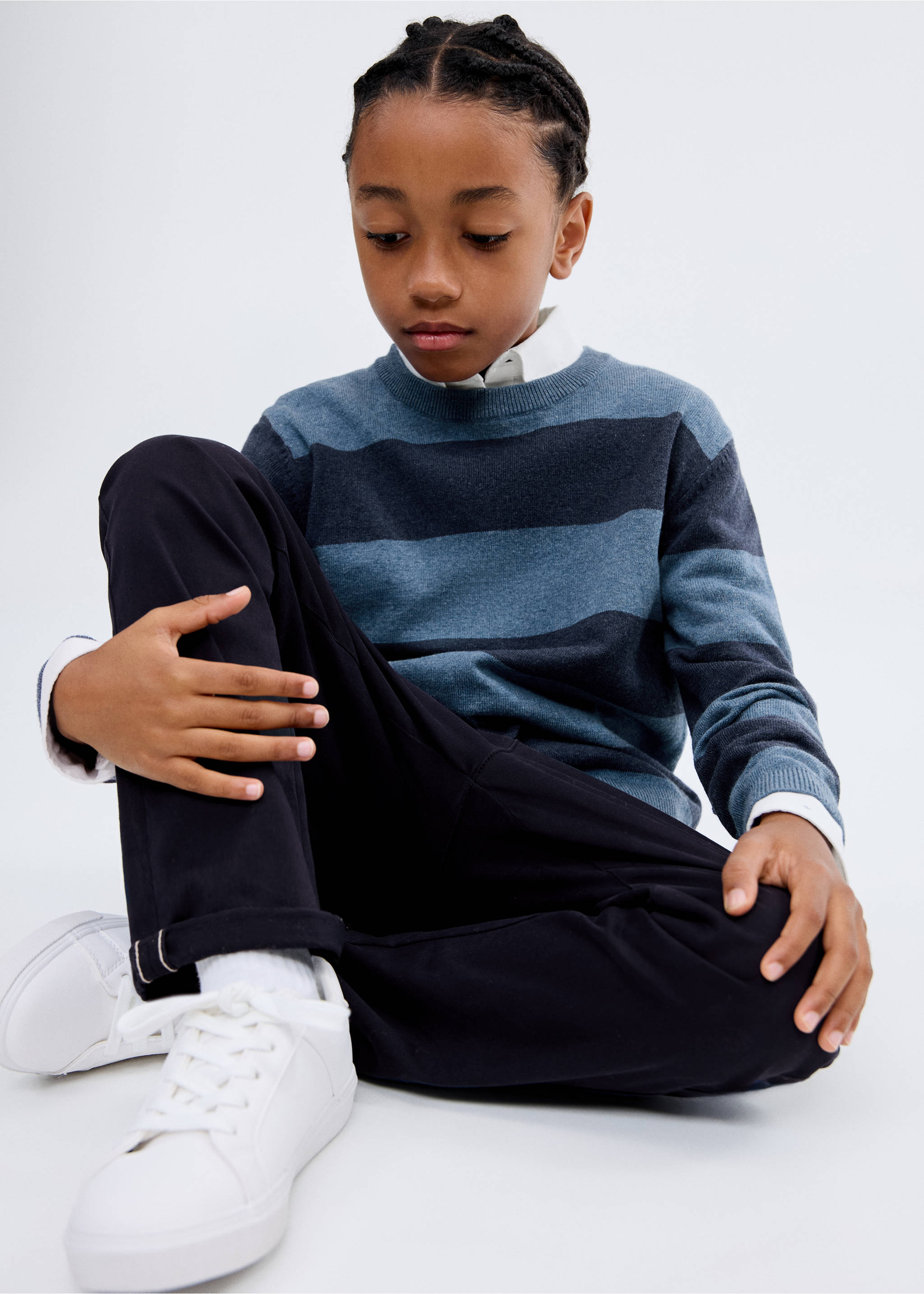 Knit striped sweater - General plane, Blue. Ref: 17034416-00.