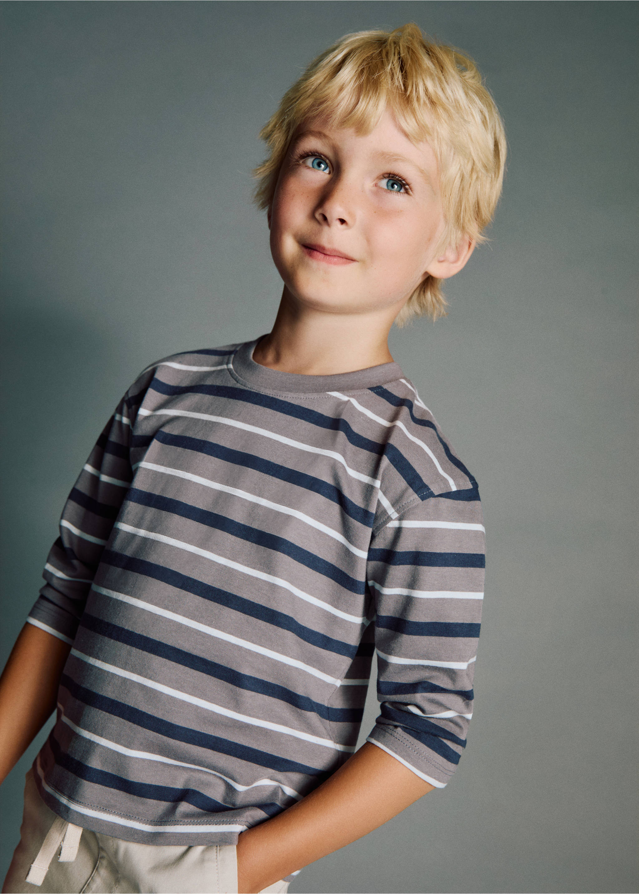 Randig bomullströja - Allmän bild, Grå. Ref: 17034422-00.