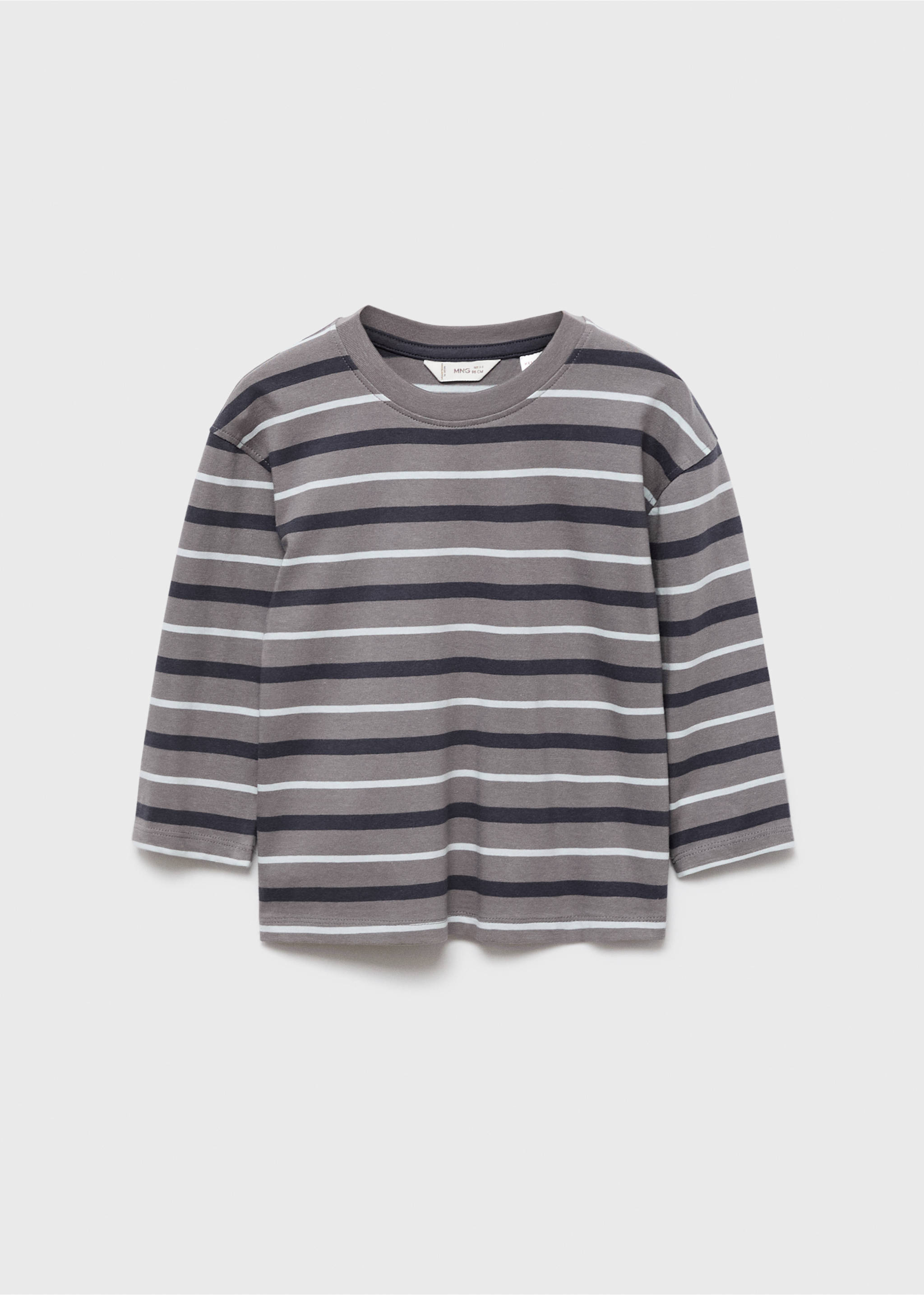 Gestreiftes Baumwoll-T-Shirt - Artikel ohne Model, Grau. Ref: 17034422-00.