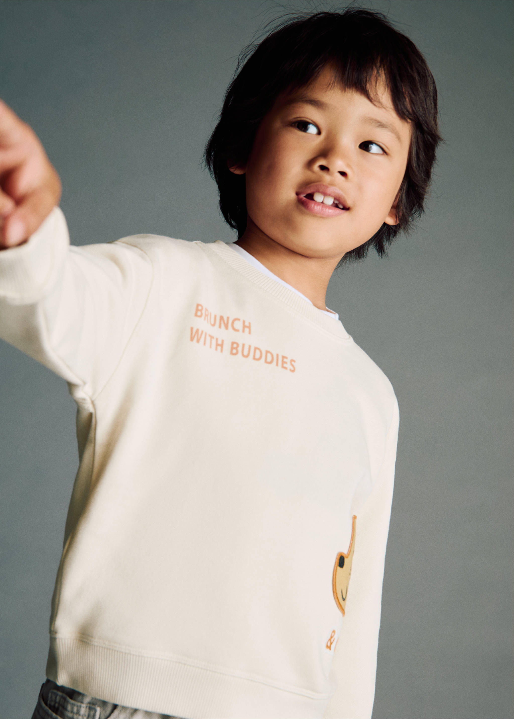 Sweatshirt met geborduurde dieren - Overzichtstekening, Ecru. Ref: 17034430-00.