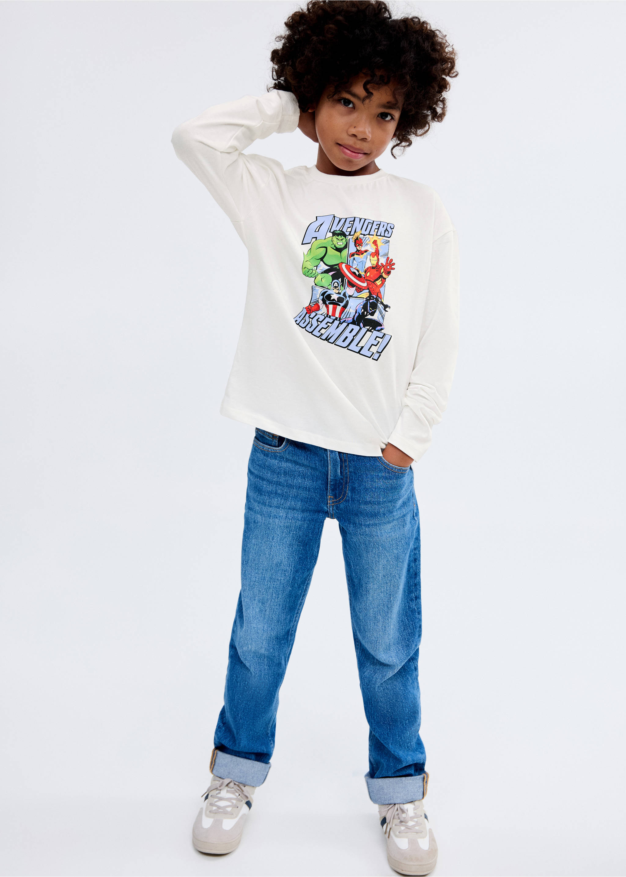 T-shirt coton super-héros Marvel - Plan général, Blanc cassé. Ref: 17034439-00.