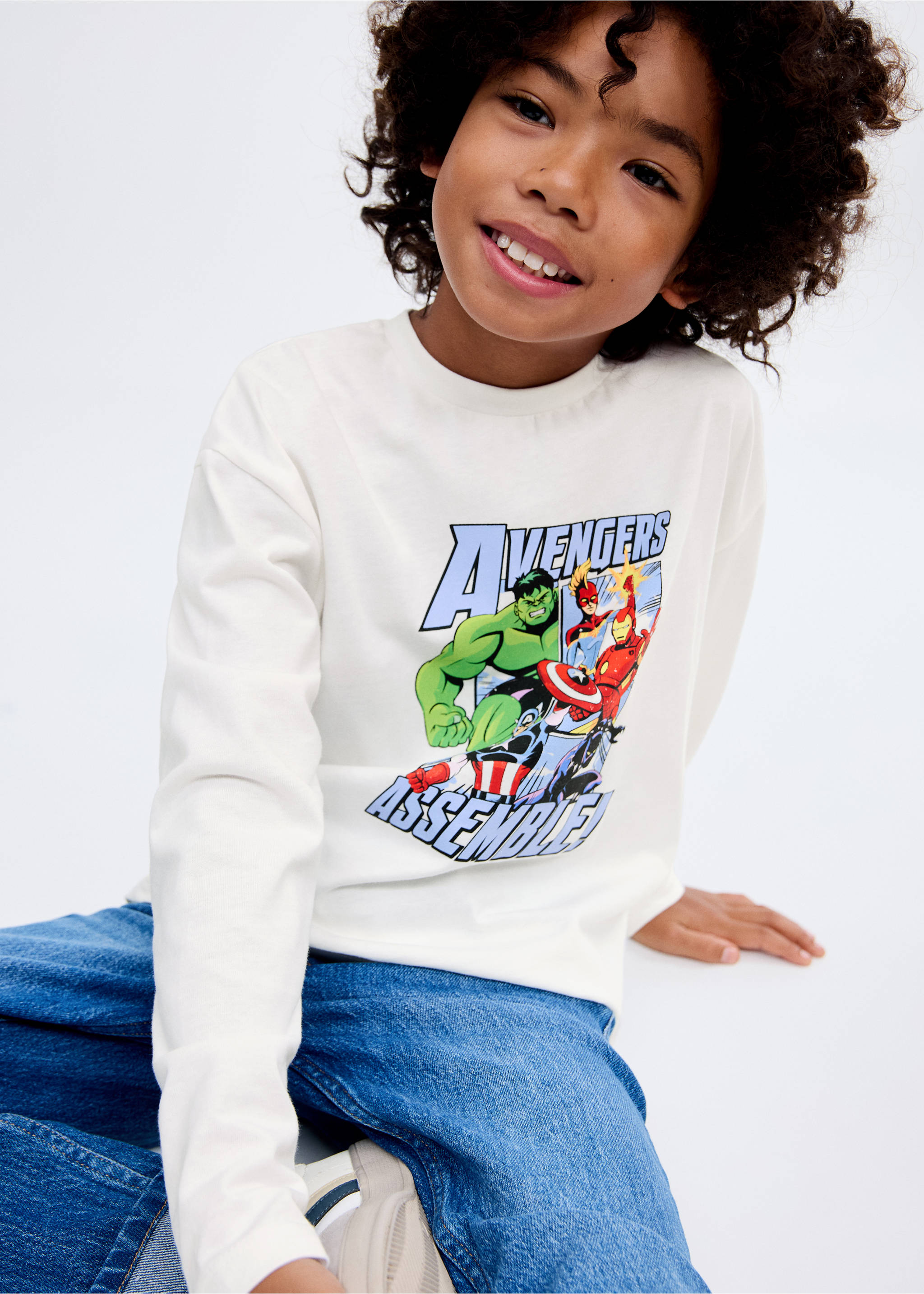 T-shirt coton super-héros Marvel - Détail de l'article 1, Blanc cassé. Ref: 17034439-00.