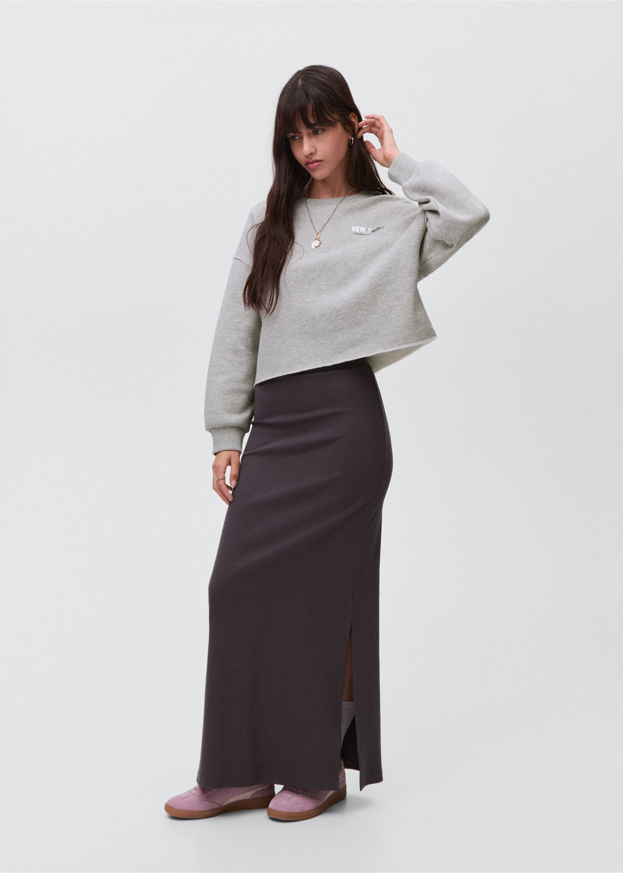 Printed cotton sweatshirt - General plane, Light Heather Grey. Ref: 17034777-00.